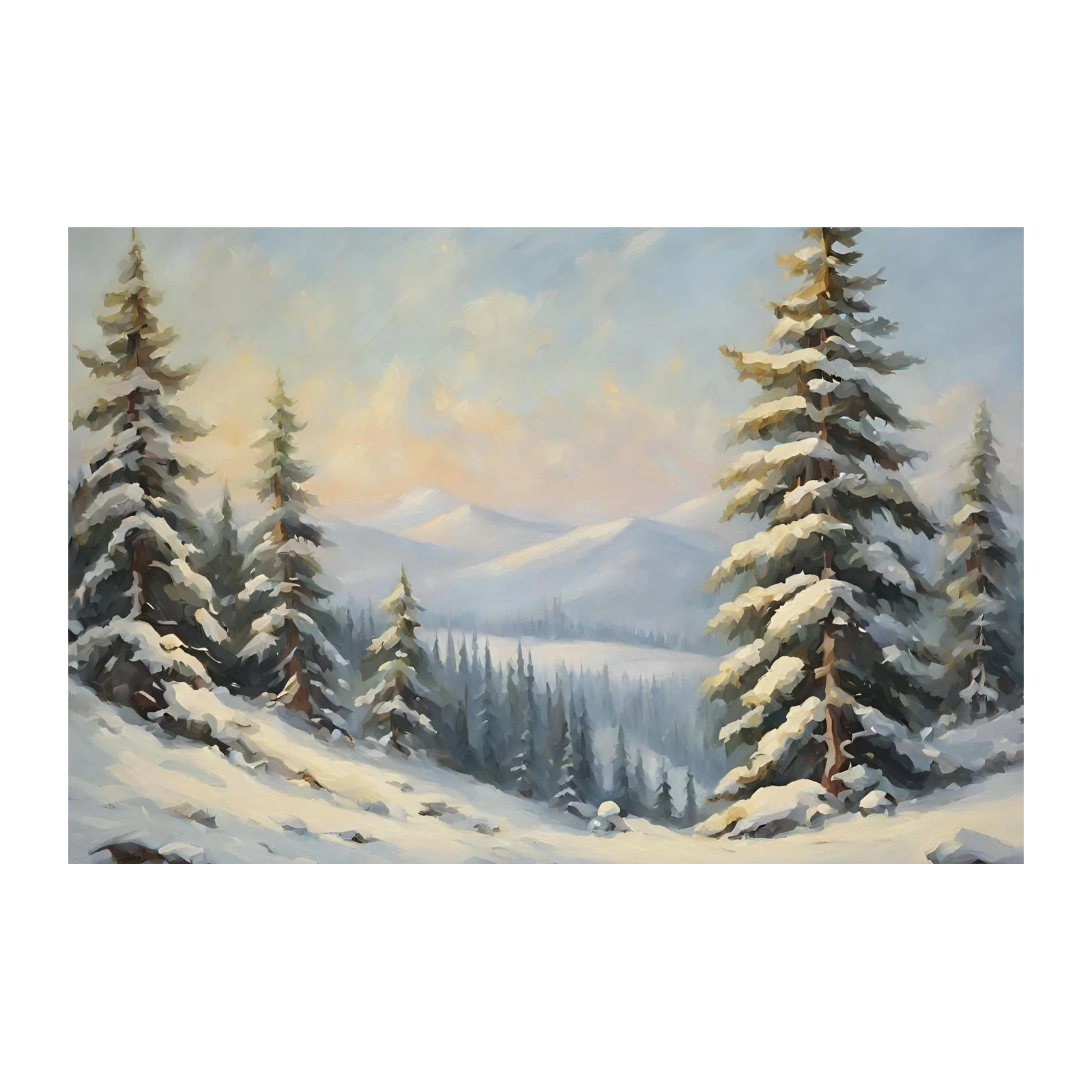 Serene Snowy Mountain Landscape Wall Art