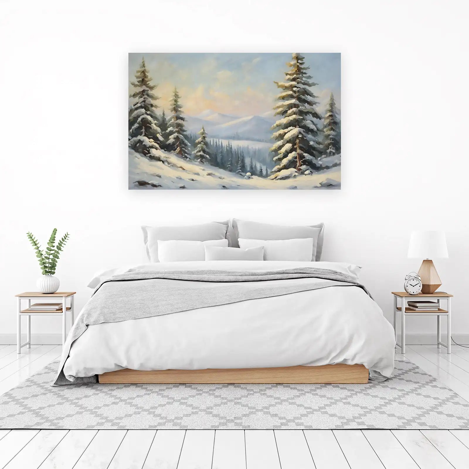 Serene Snowy Mountain Landscape Wall Art
