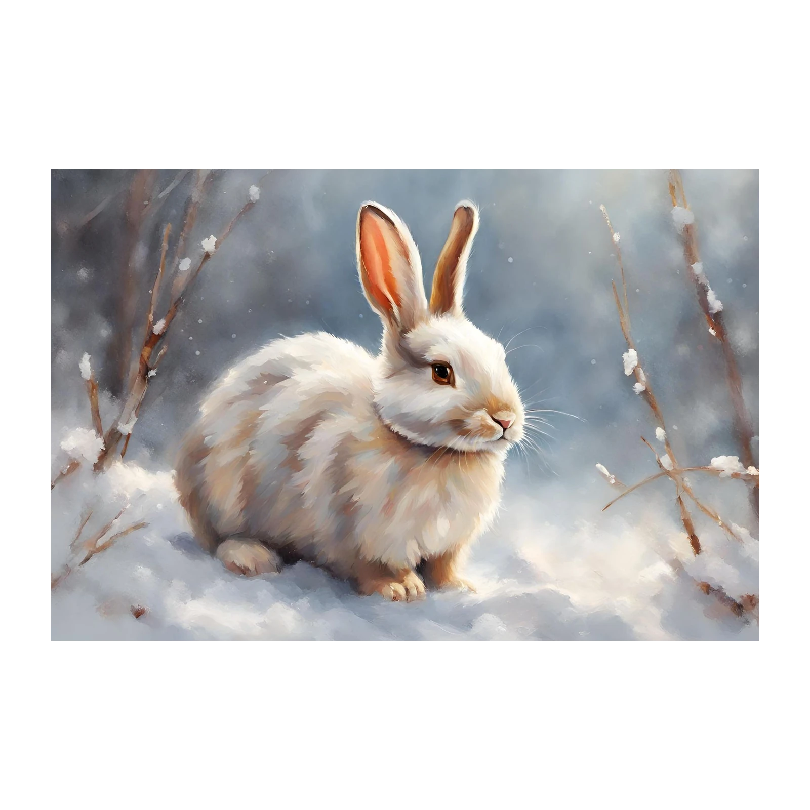 Adorable Winter Rabbit Snow Wall Art
