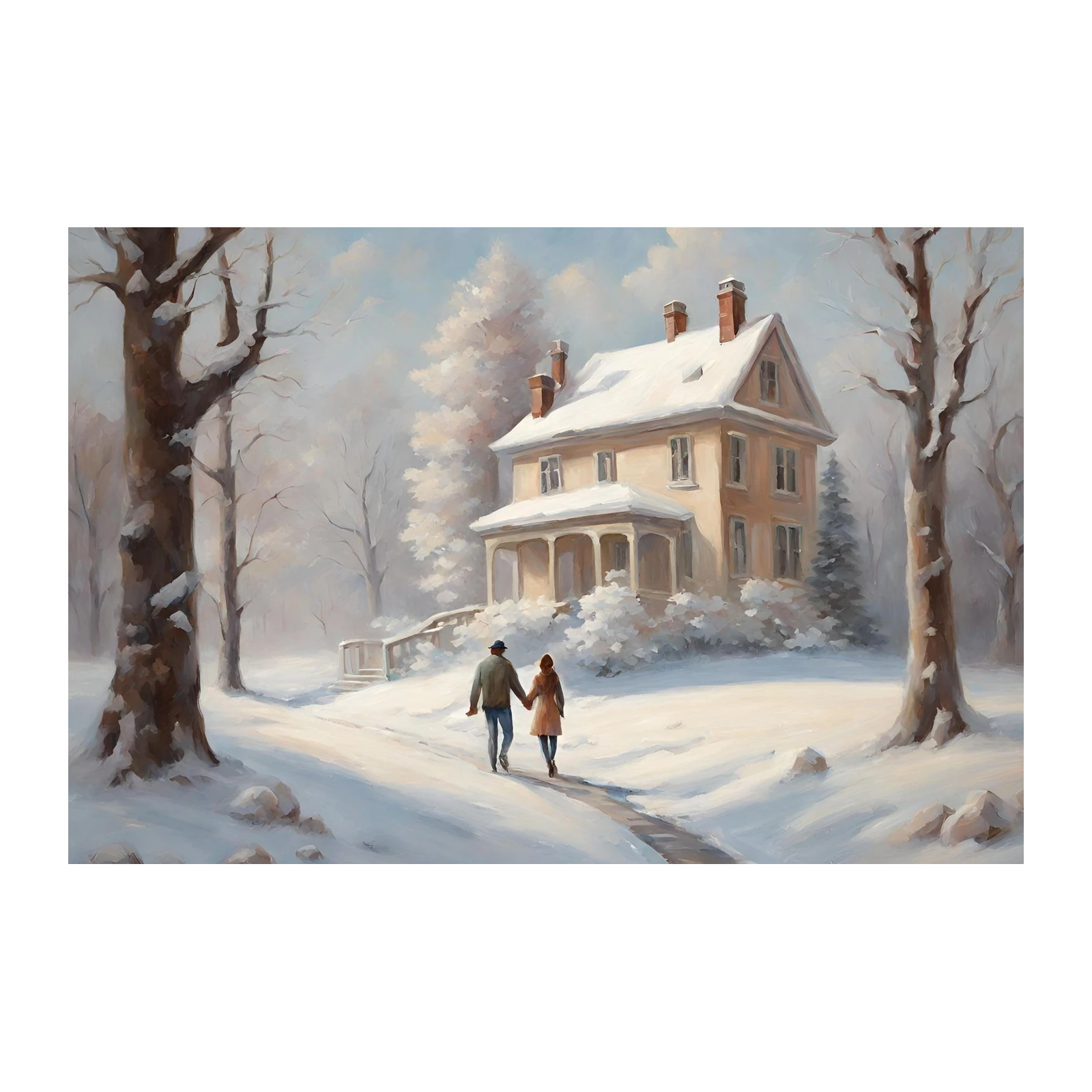 Romantic Winter Walk Snow Wall Art