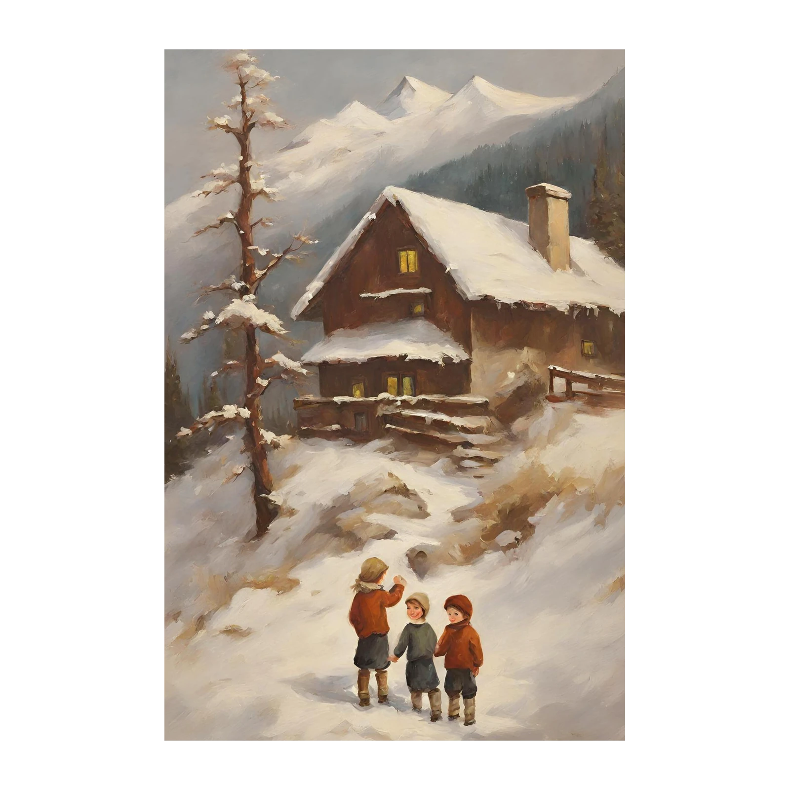 Cozy Winter Cabin Children Wall Art