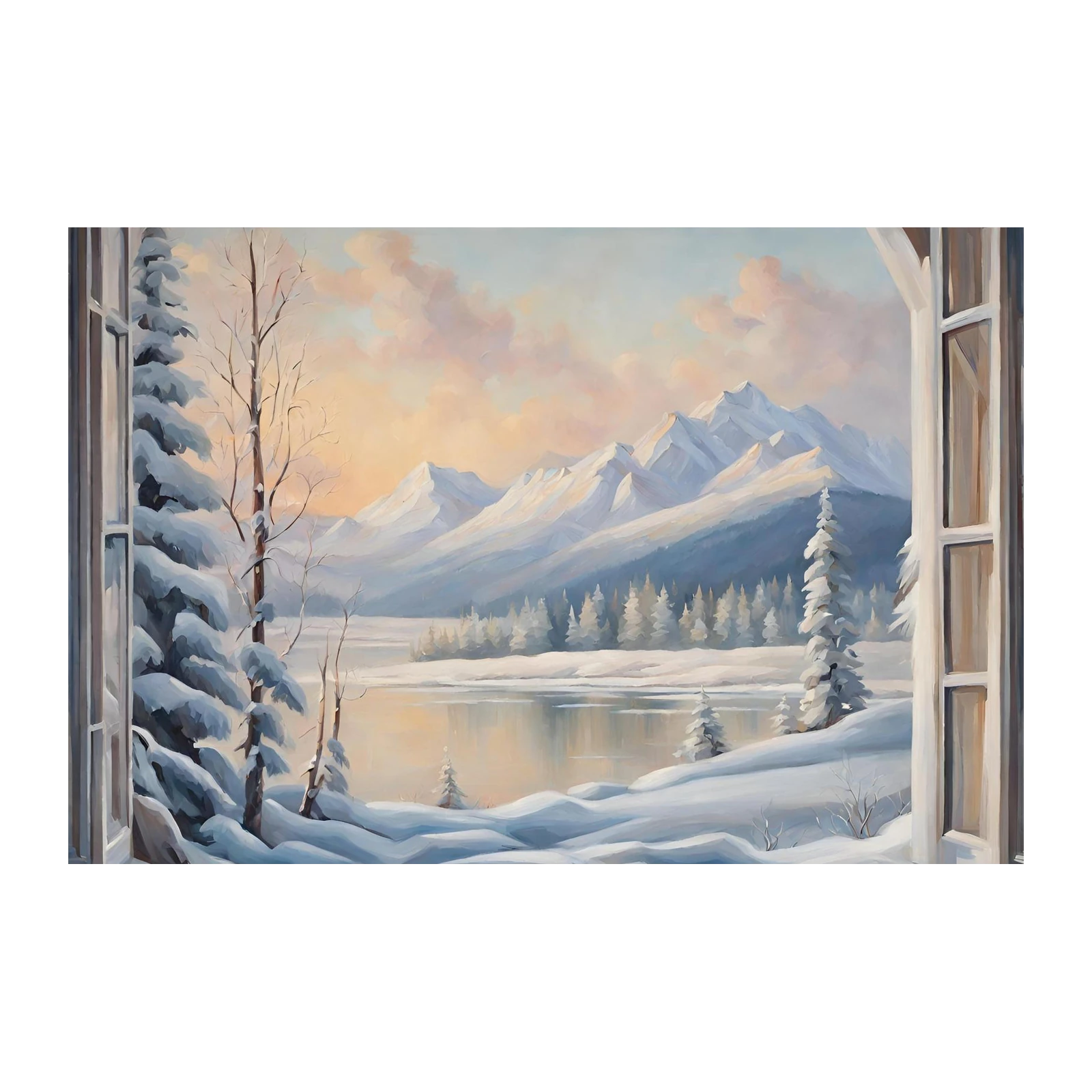 Serene Winter Landscape Window Wall Art