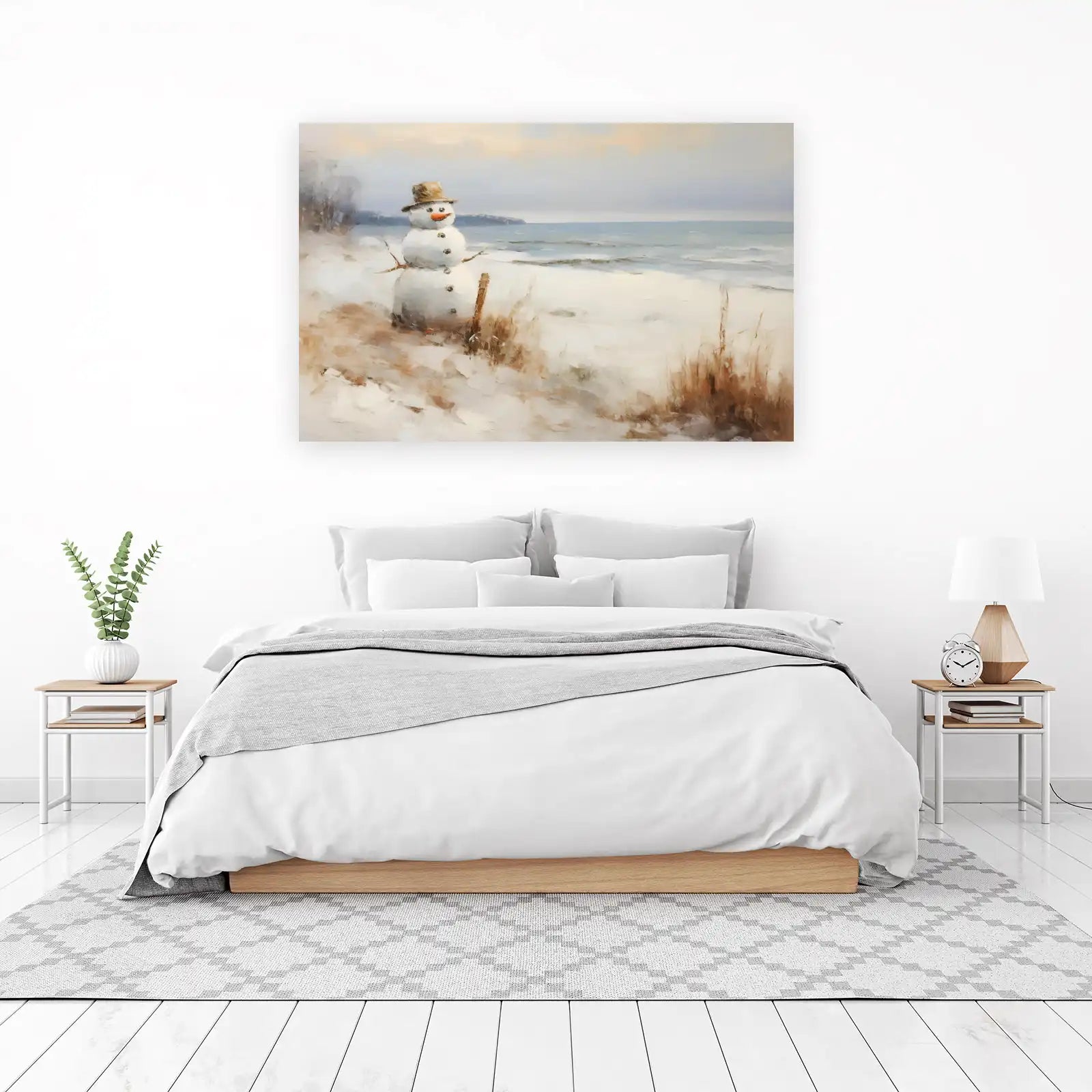 Charming Snowman Beachscape Wall Art