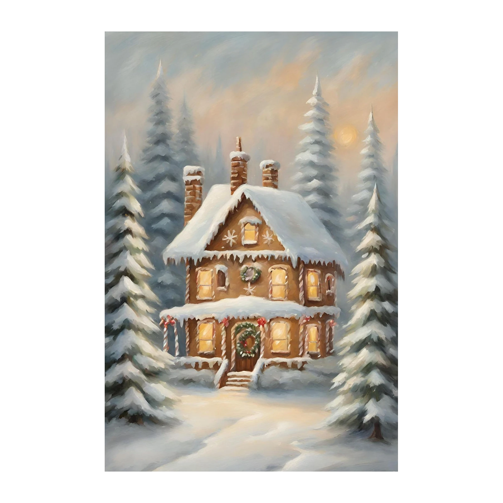 Enchanting Gingerbread House Winter Scene Wall Art