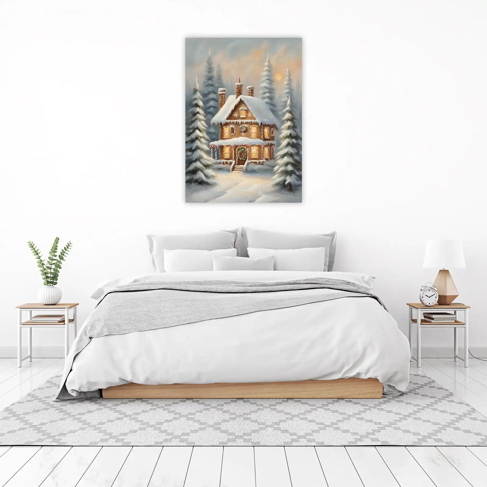 Enchanting Gingerbread House Winter Scene Wall Art