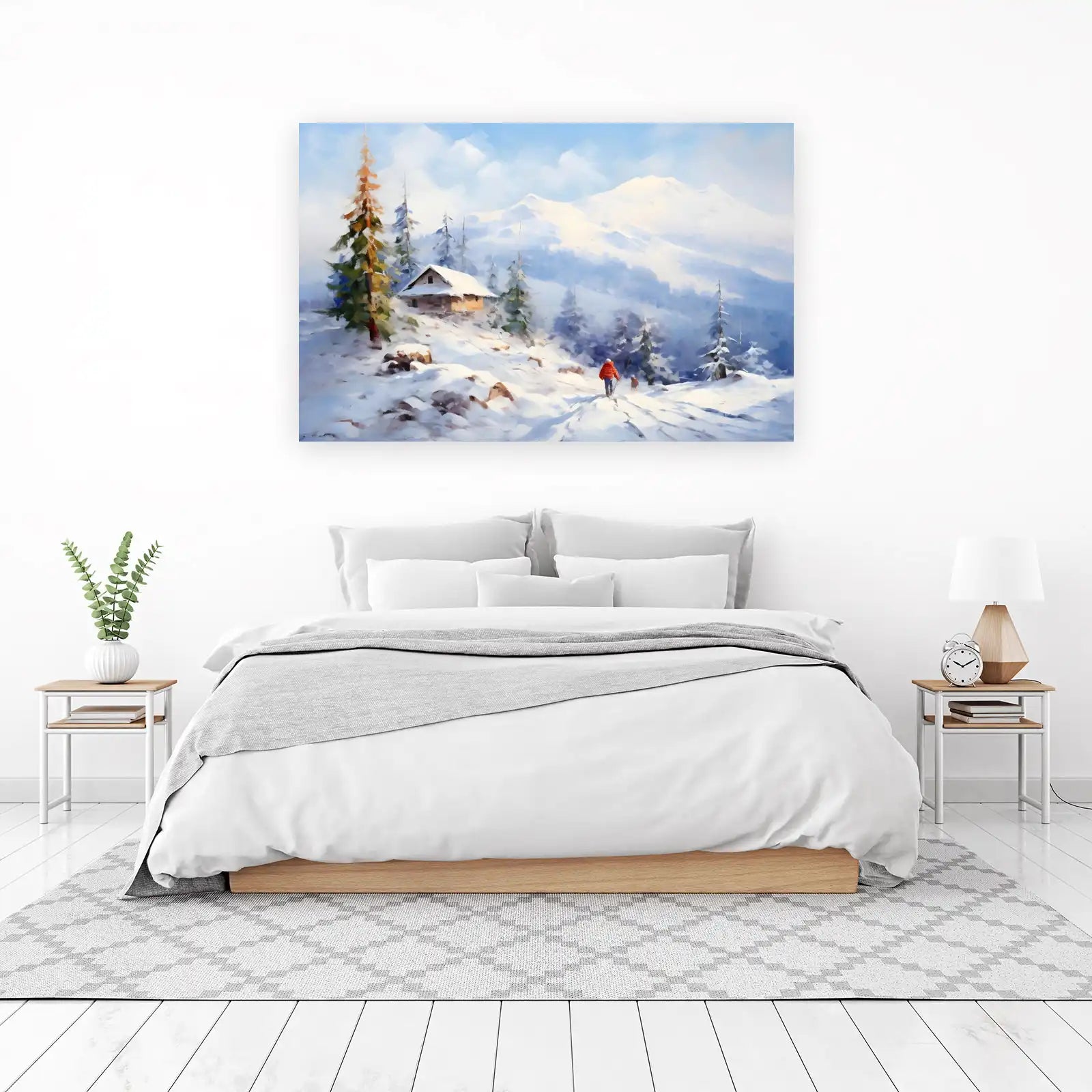 Cozy Mountain Cabin Winter Hike Wall Art