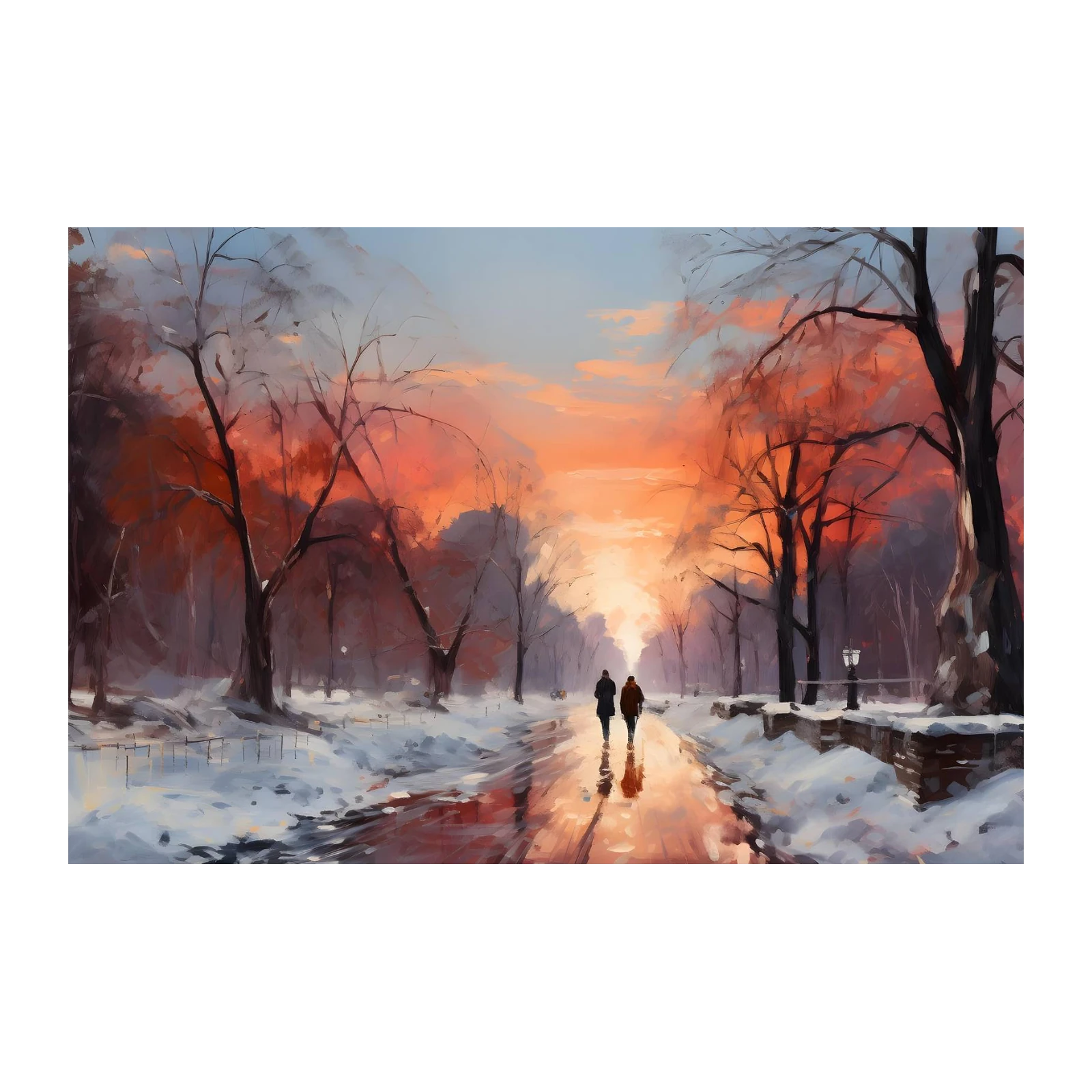 Sunset Serenity Winter Walk Wall Art