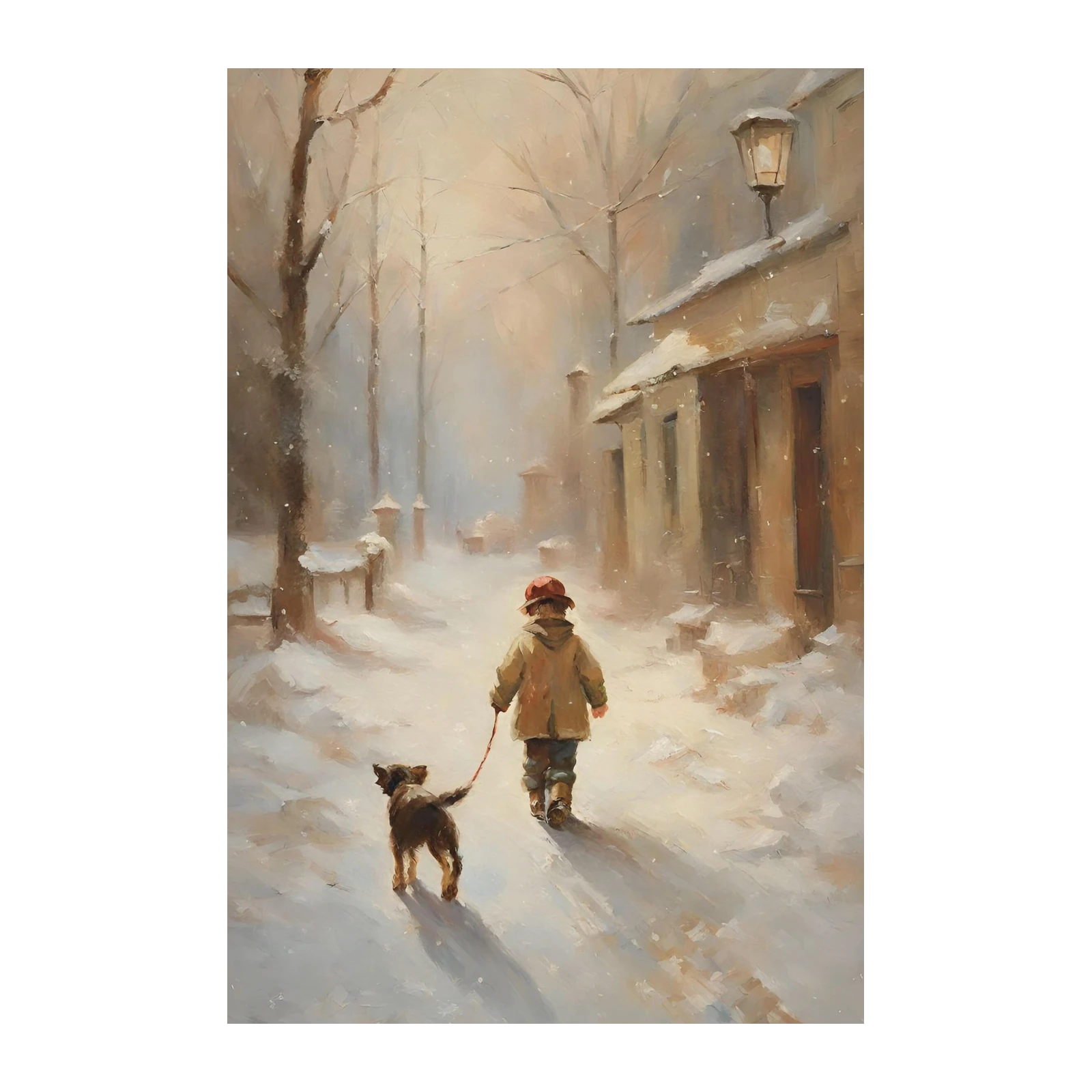 Winter Walk Child & Dog Wall Art