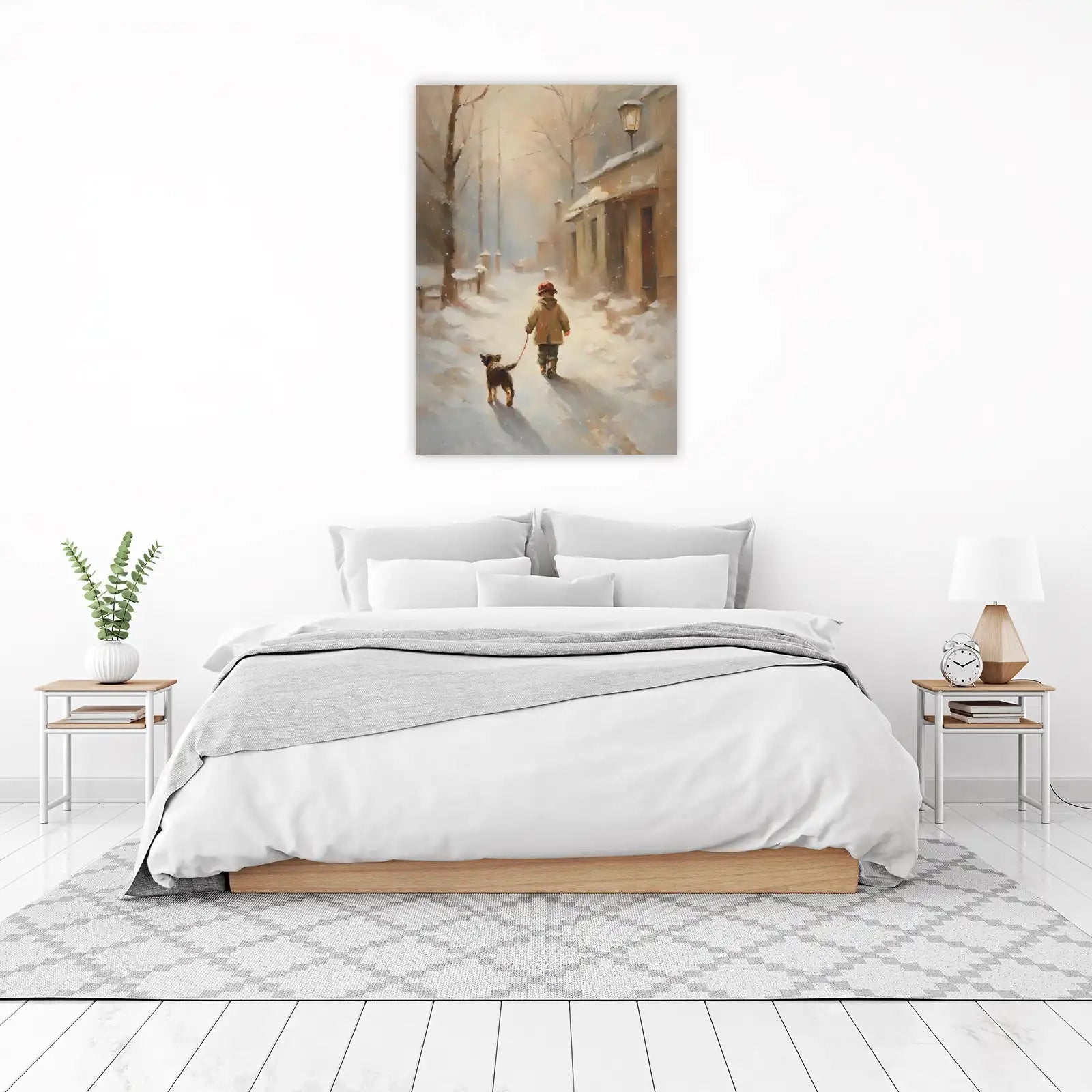 Winter Walk Child & Dog Wall Art