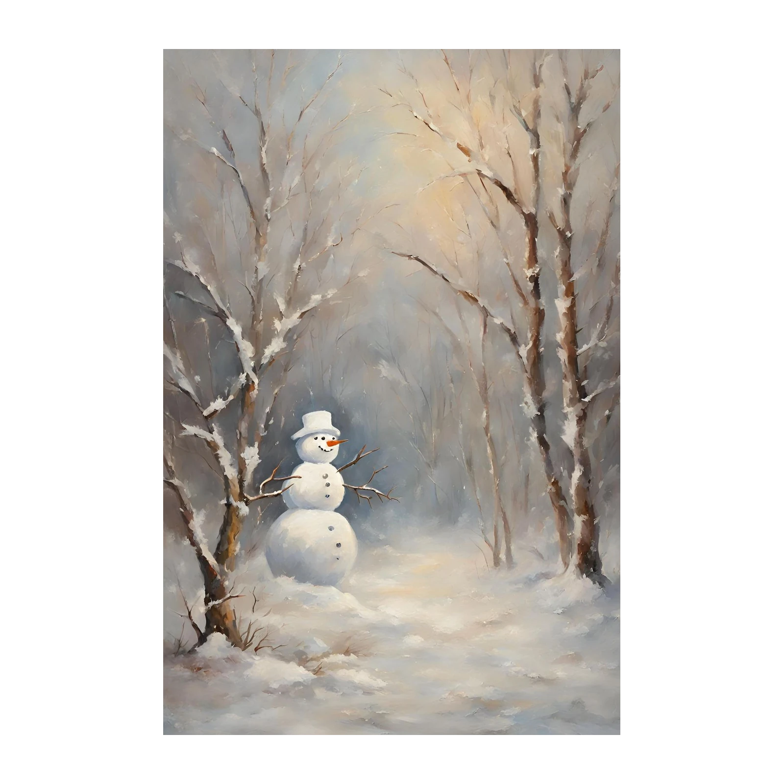 Charming Snowman Winter Forest Wall Art