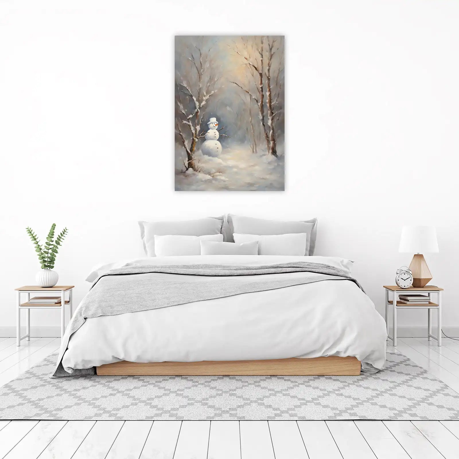 Charming Snowman Winter Forest Wall Art