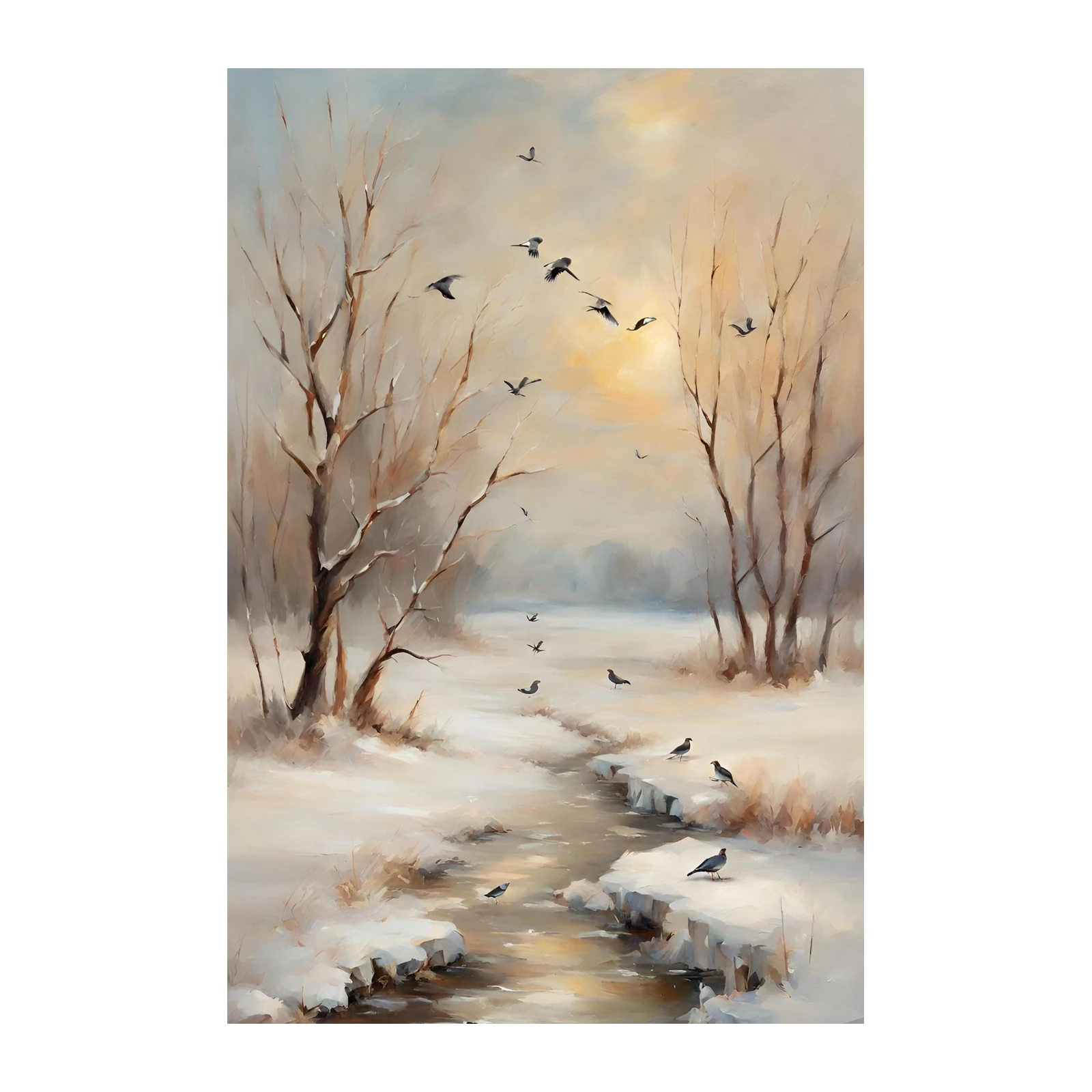 Serene Winter Birds Wall Art