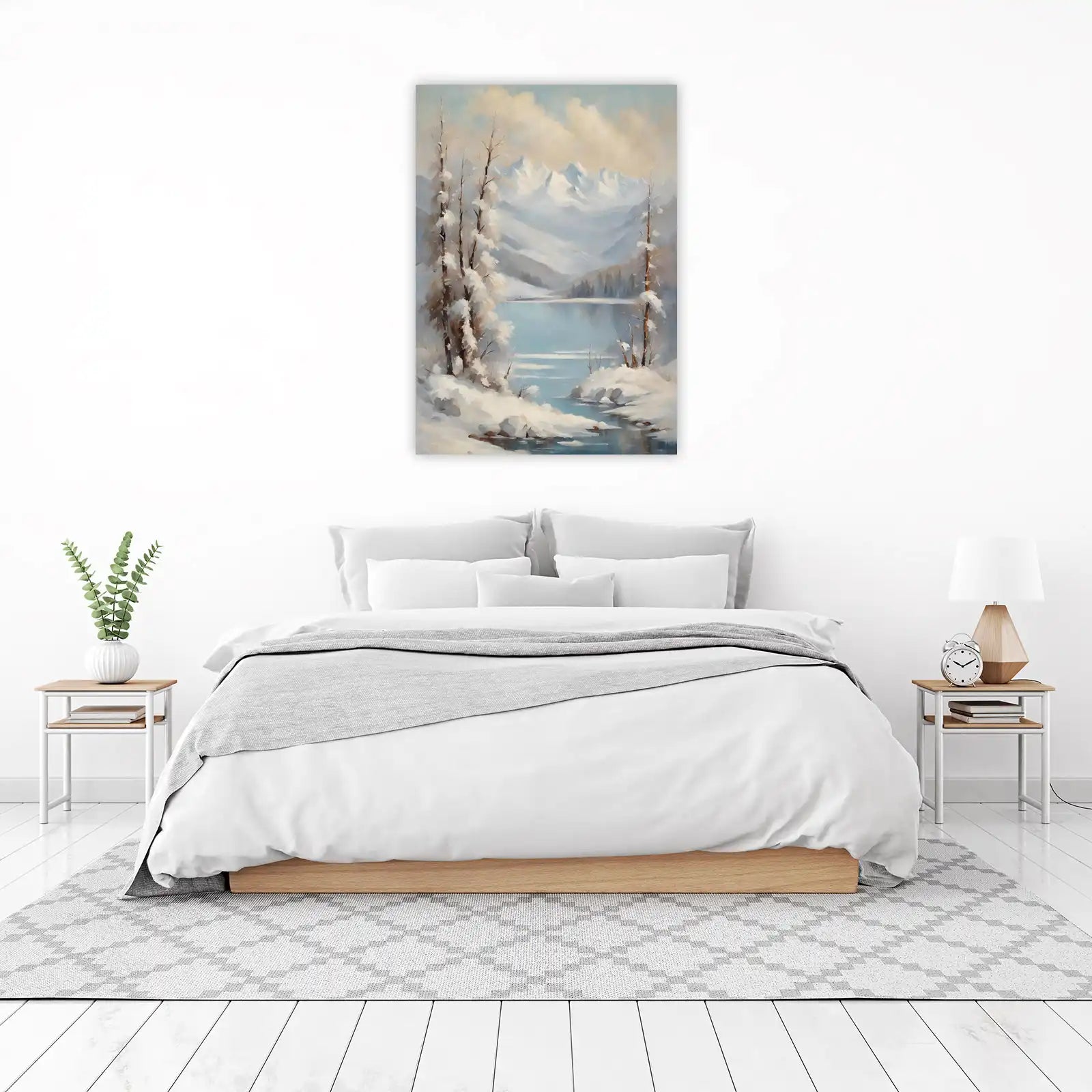 Serene Winter Lake Landscape Wall Art