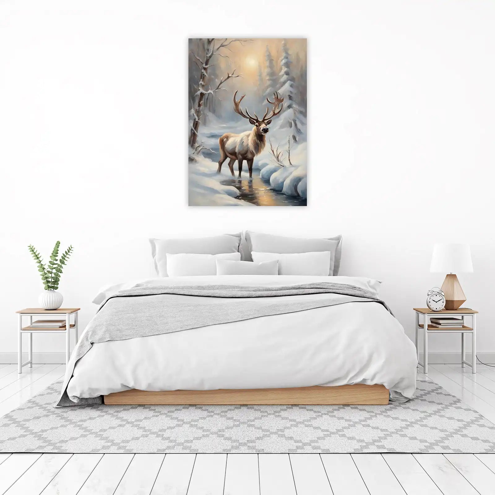 Majestic Stag Winter Forest Wall Art