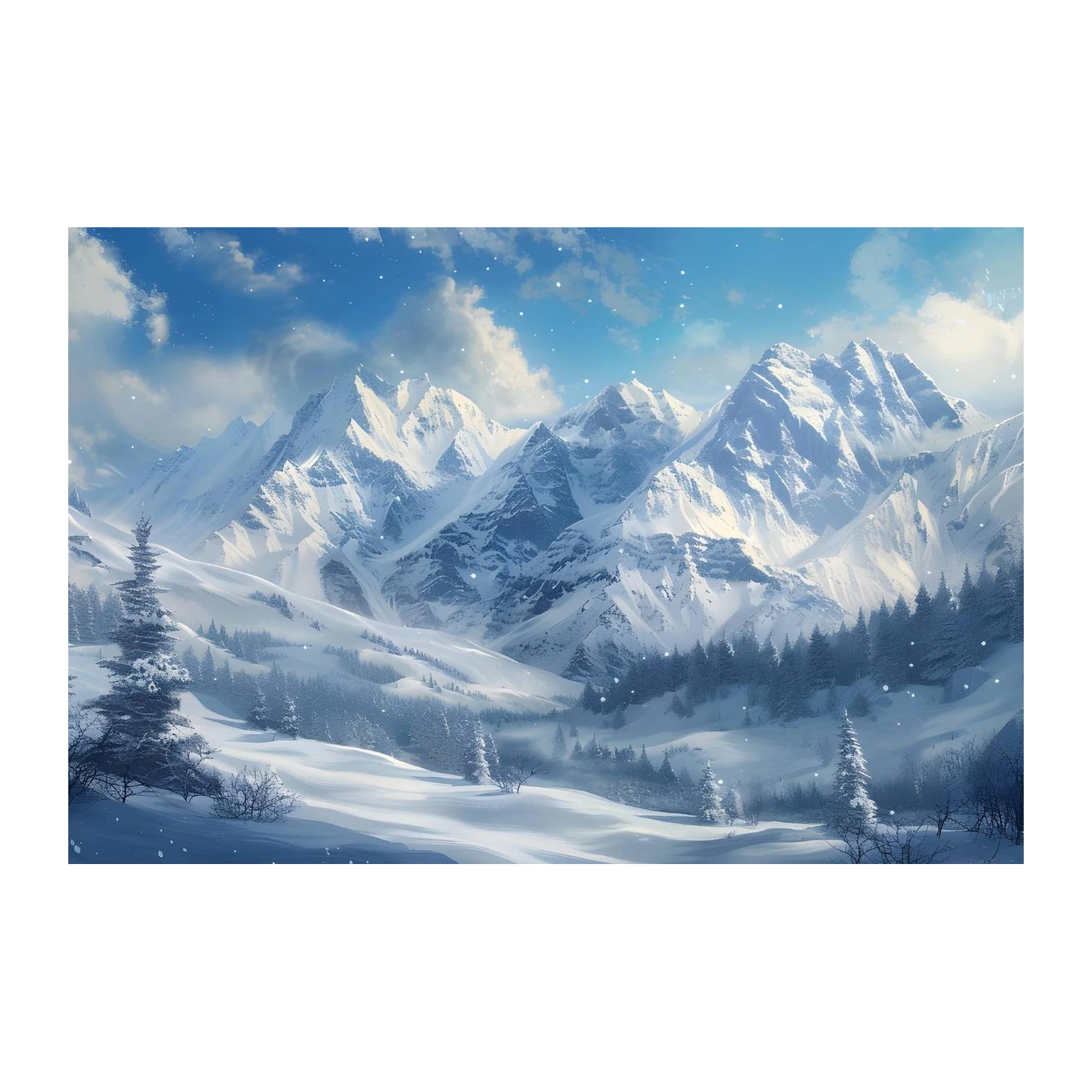 Serene Snowy Mountain Landscape Wall Art