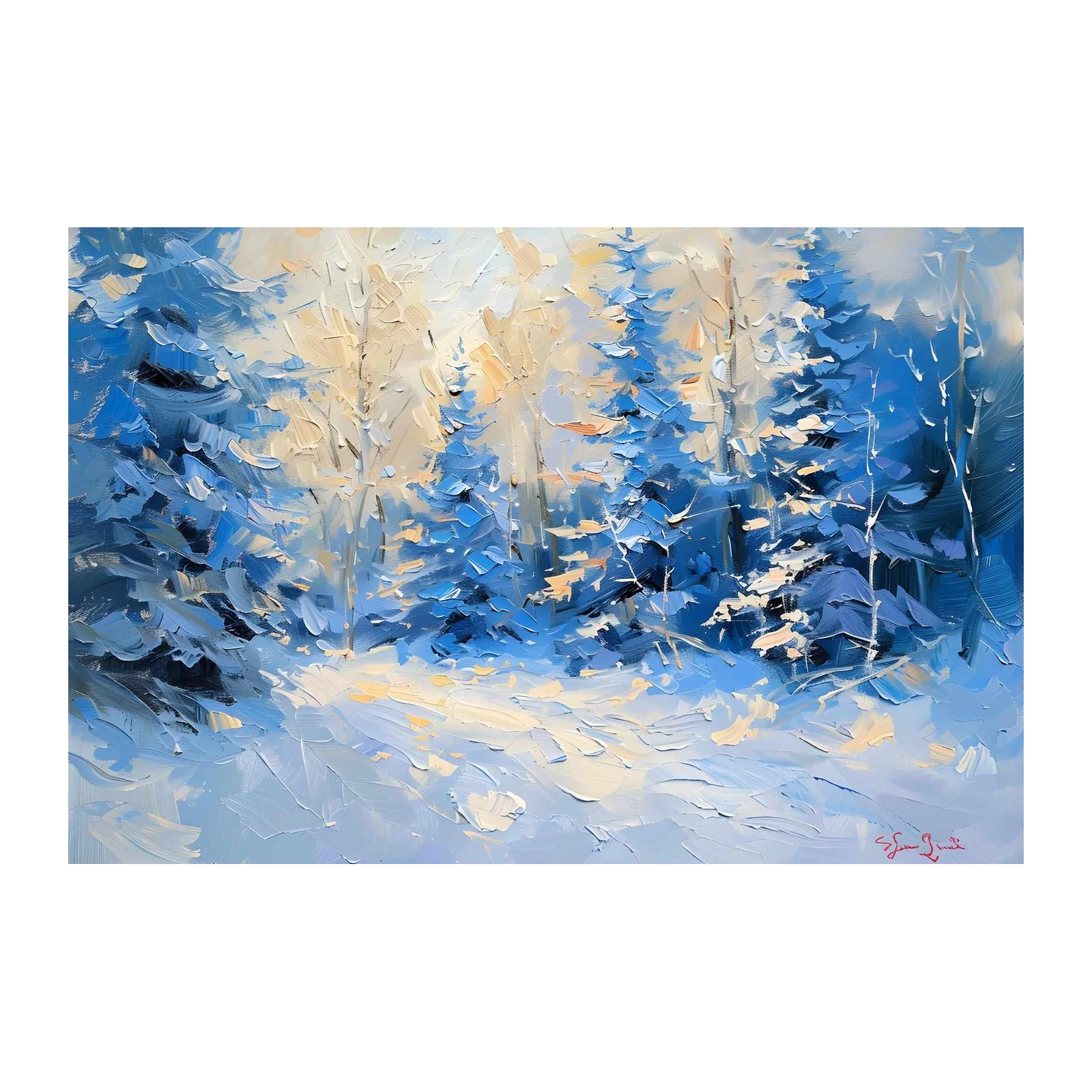 Winter Forest Serenity Textured Oil Wall Art
