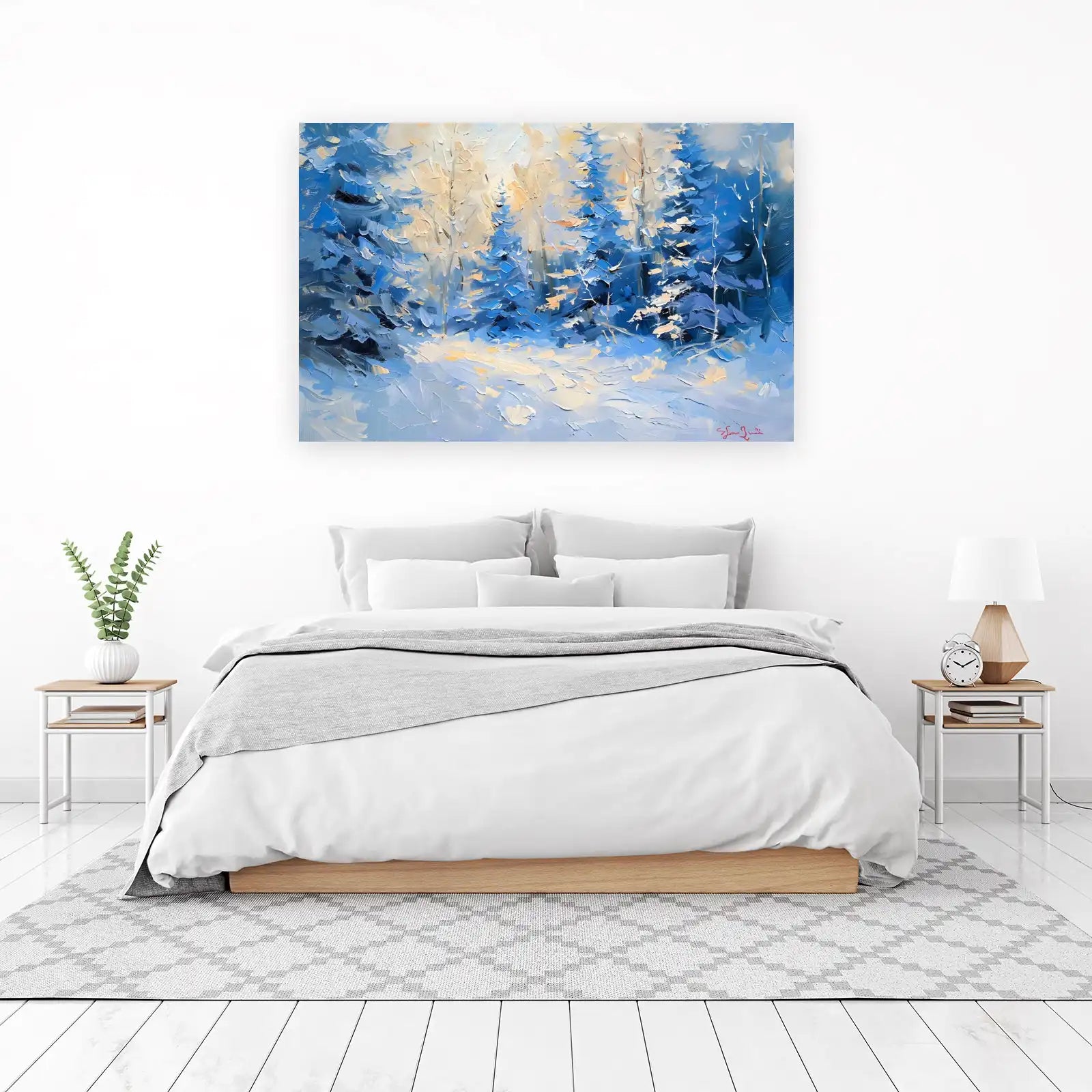 Winter Forest Serenity Textured Oil Wall Art