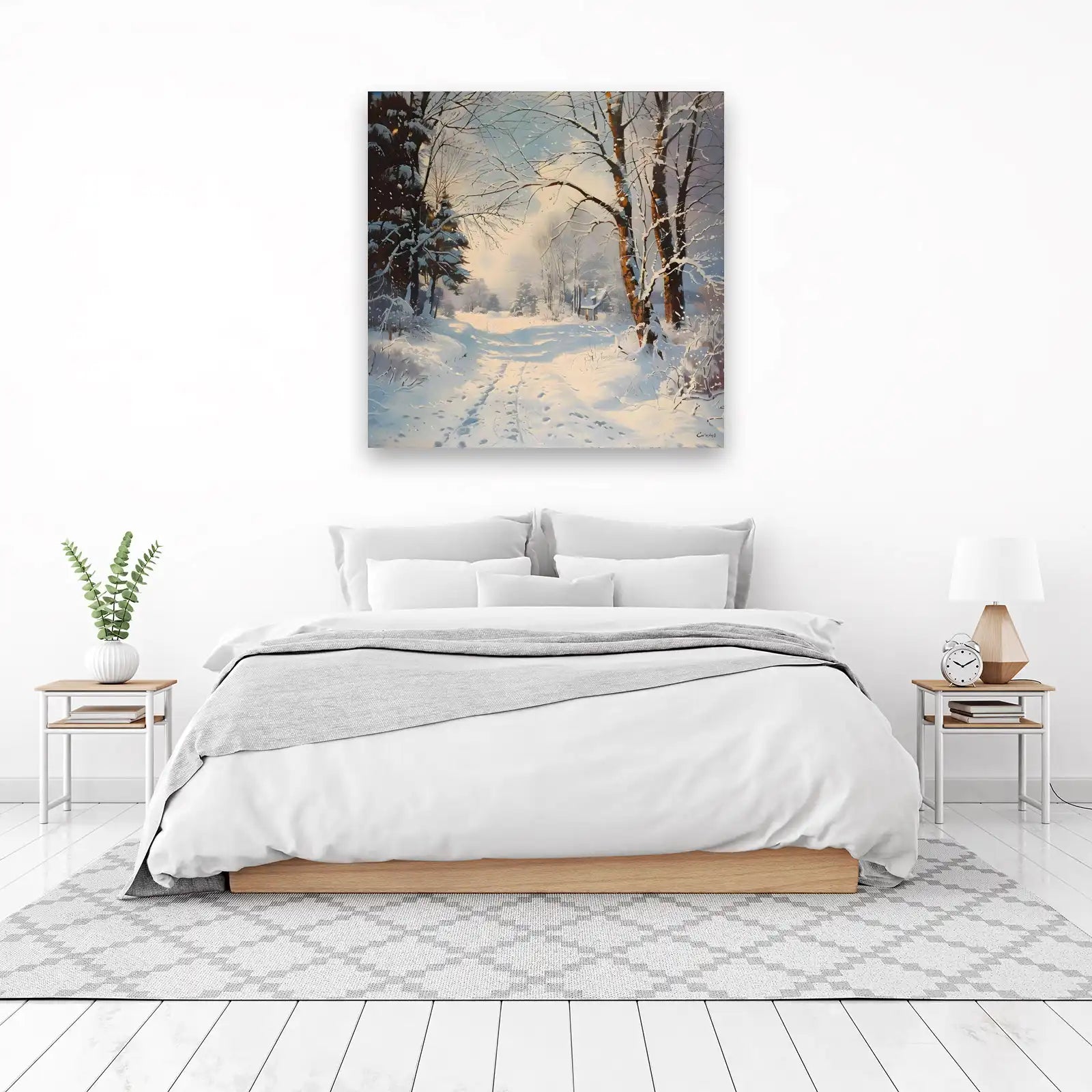 Winter Cabin Snowy Path Wall Art