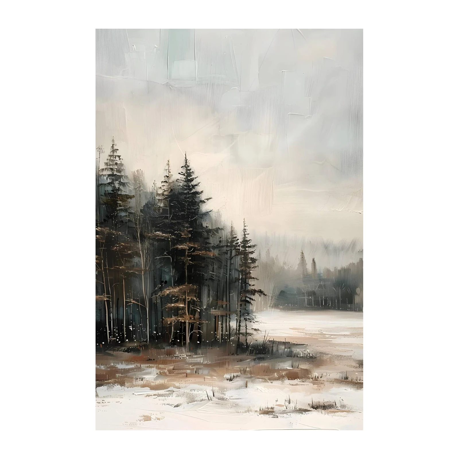 Abstract Winter Forest Landscape Wall Art