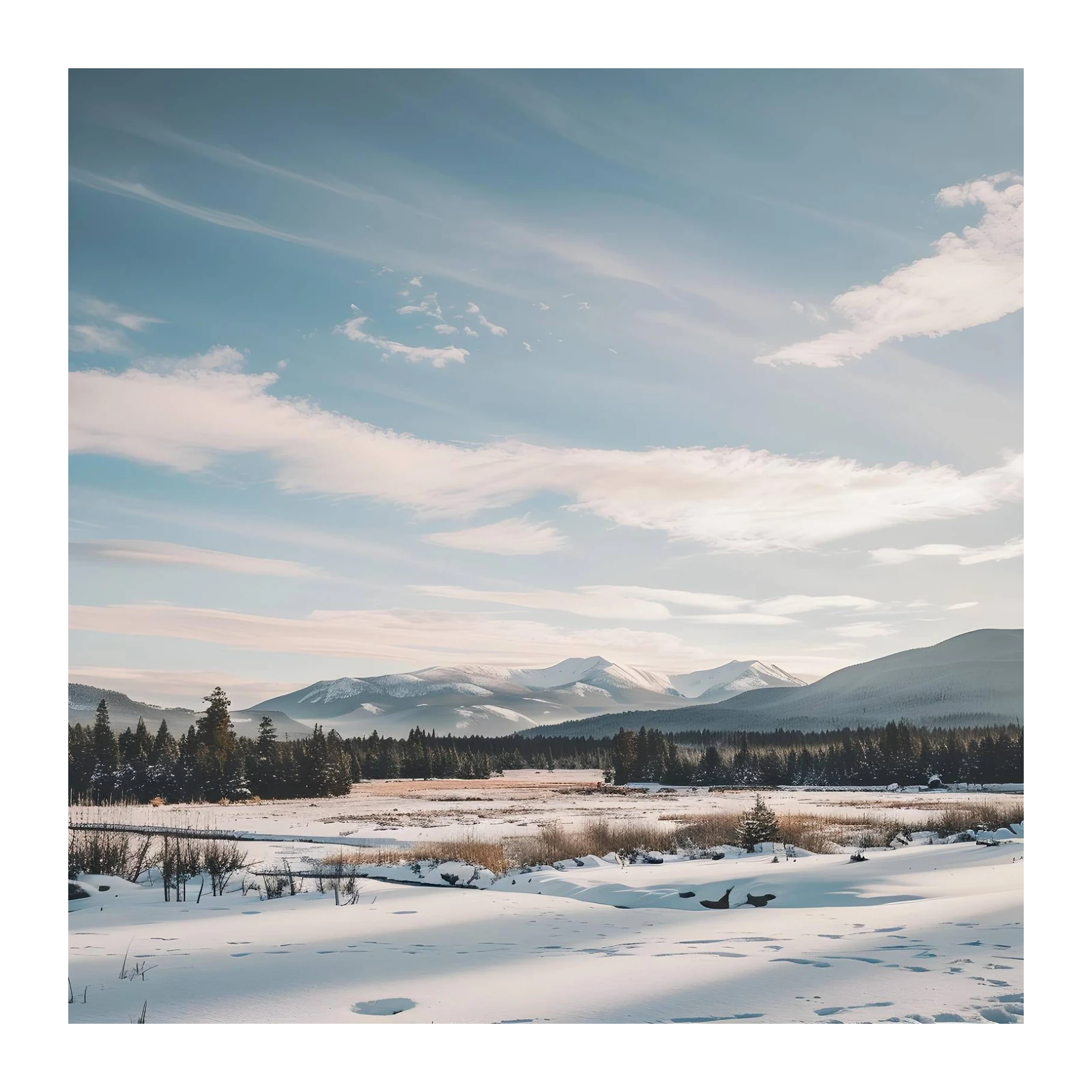 Serene Mountain Winter Landscape Wall Art