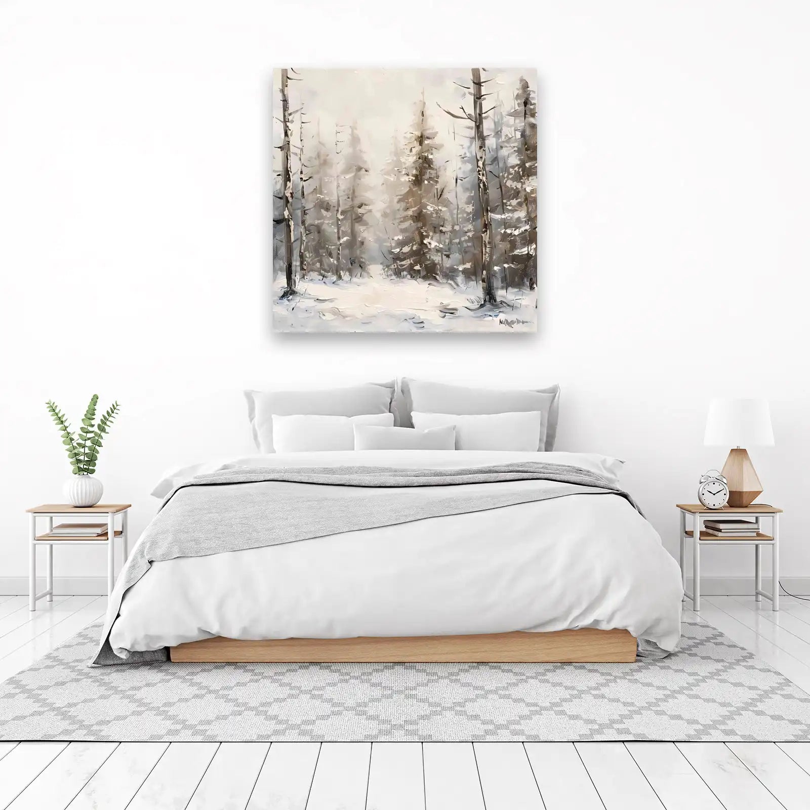Ethereal Winter Forest Impasto Wall Art
