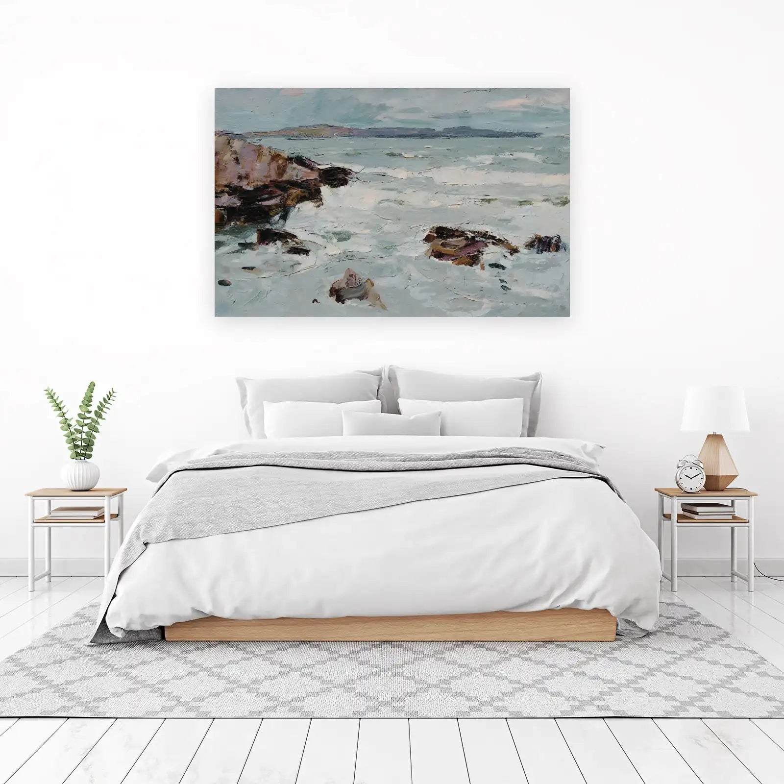 Seascape Rocky Shore Textured Impressionist Wall Art