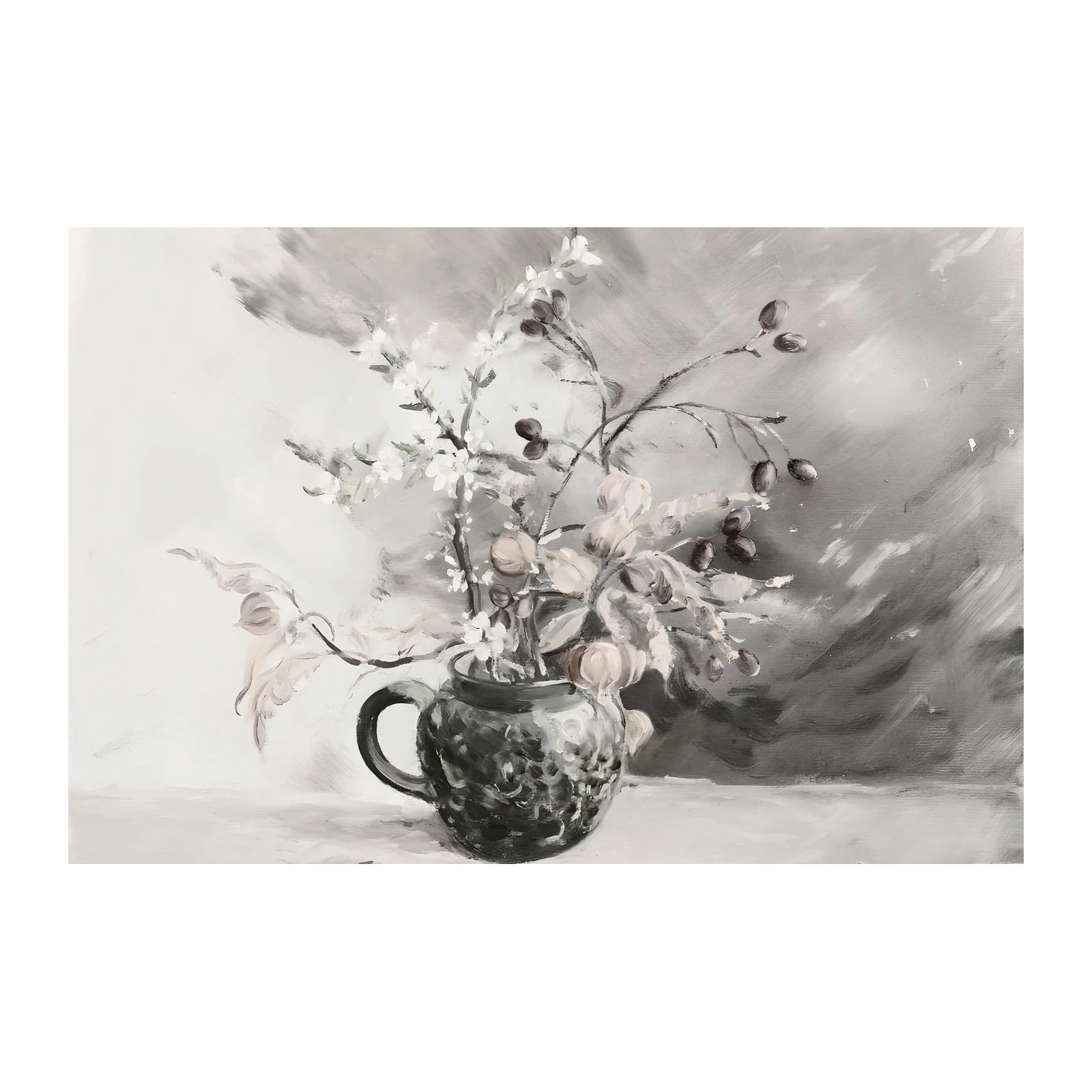 Monochromatic Floral Still Life Wall Art
