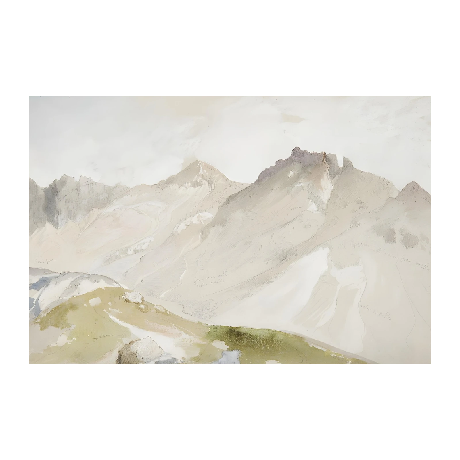 Alpine Mountain Landscape Watercolor Wall Art