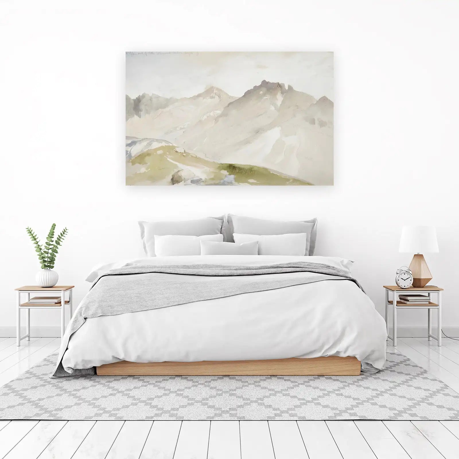 Alpine Mountain Landscape Watercolor Wall Art