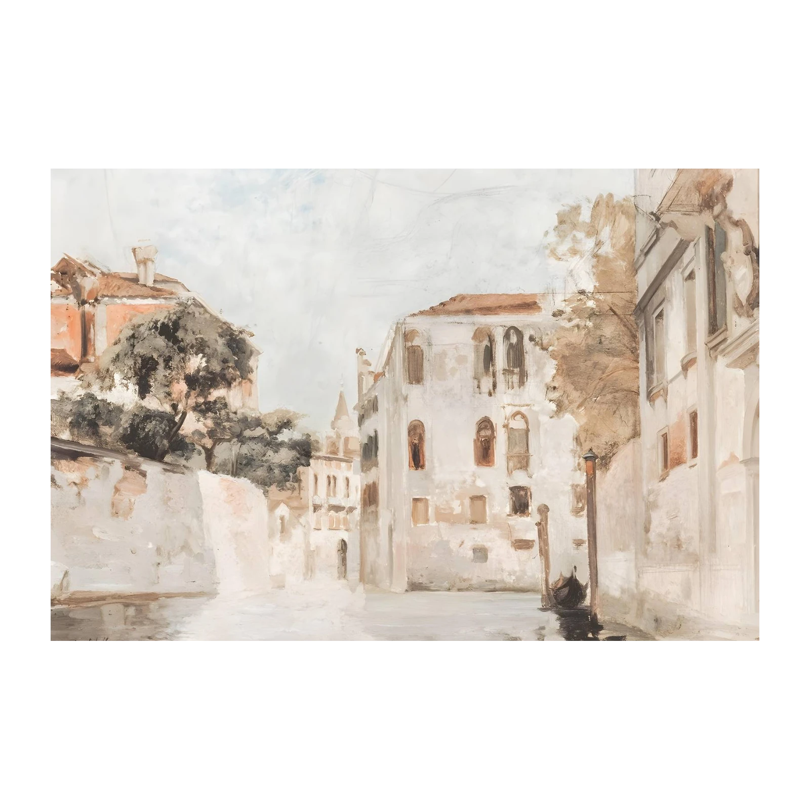 Venetian Canal Scene Watercolor Wall Art