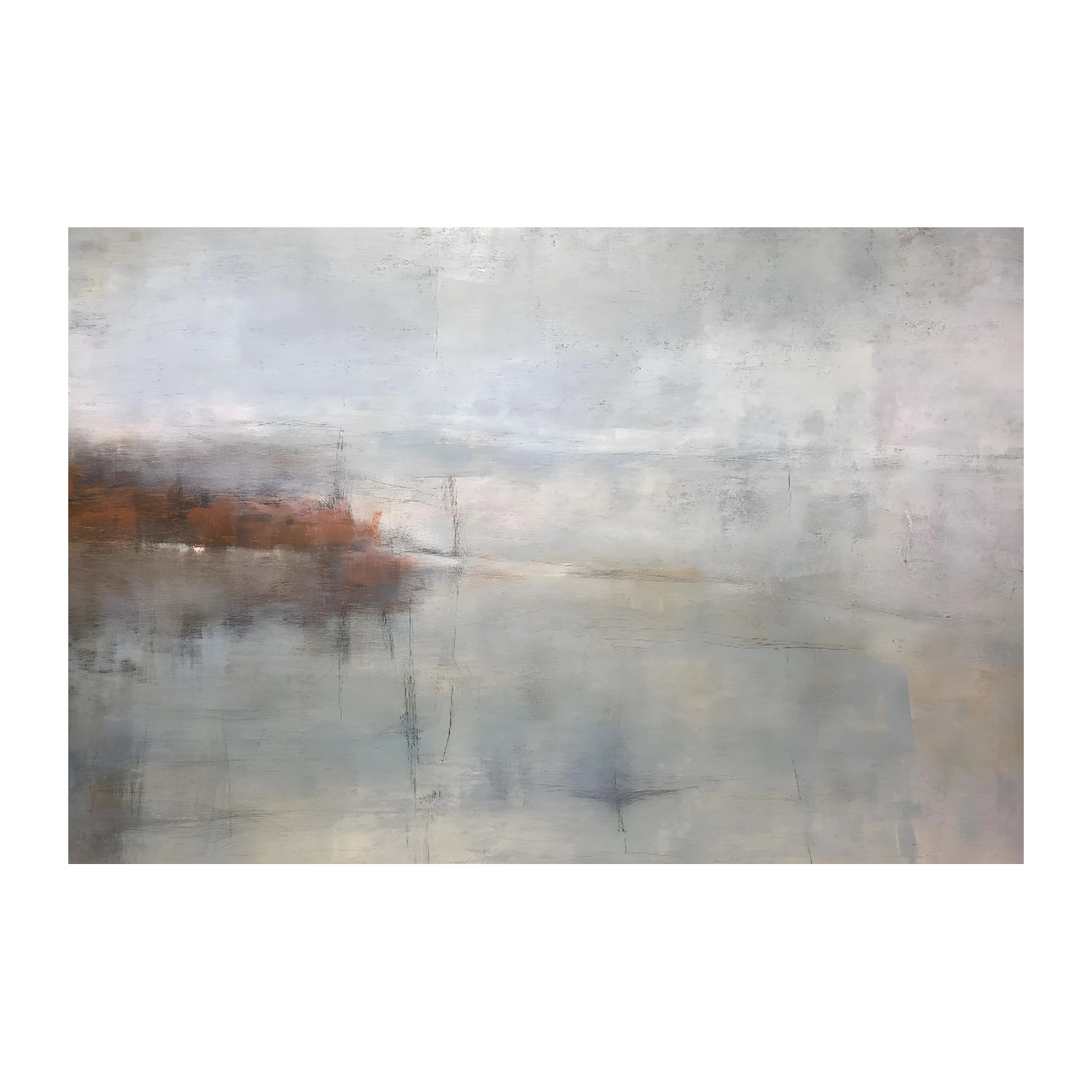 Misty Coastal Serenity Abstract Wall Art