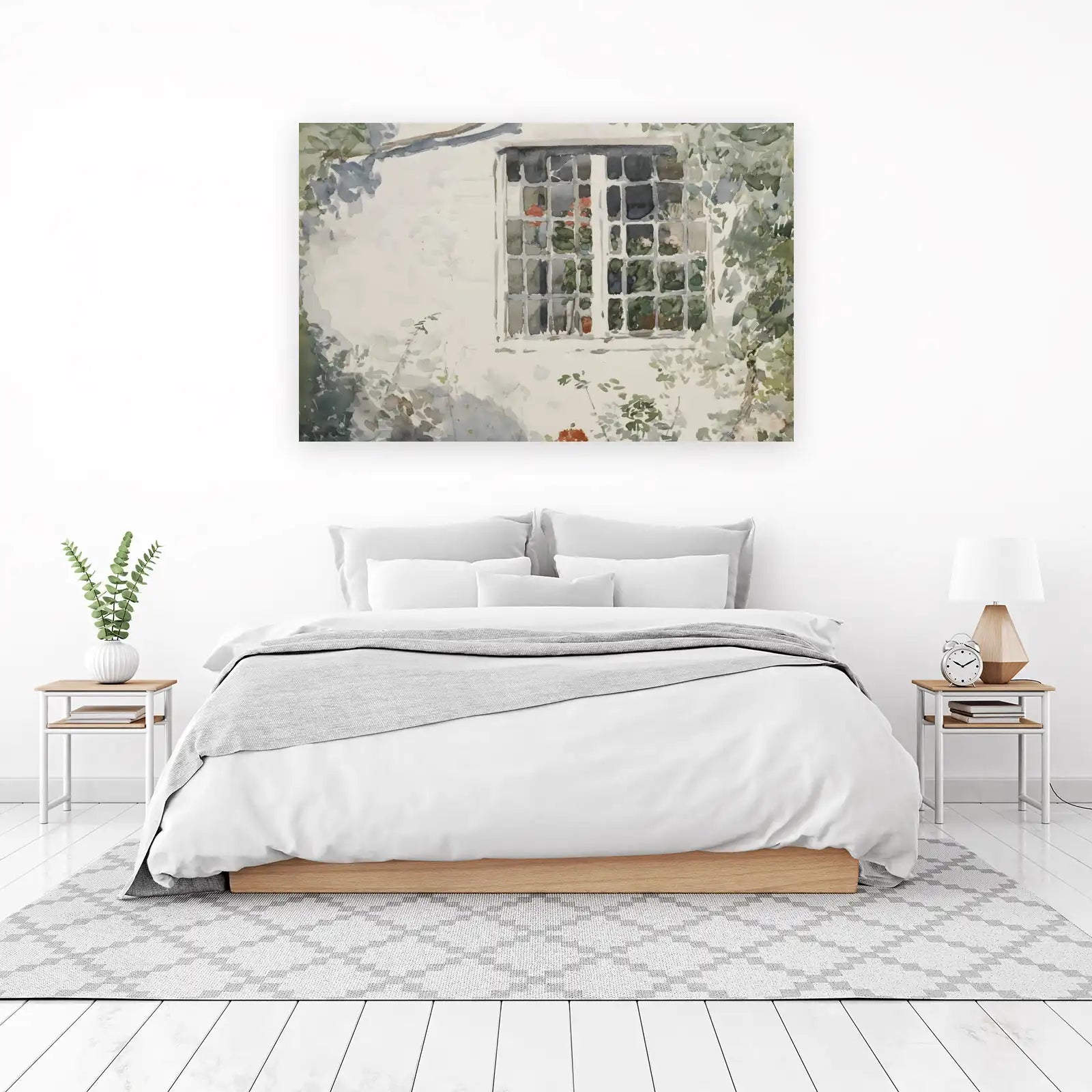 Vintage Garden Window Watercolor Wall Art