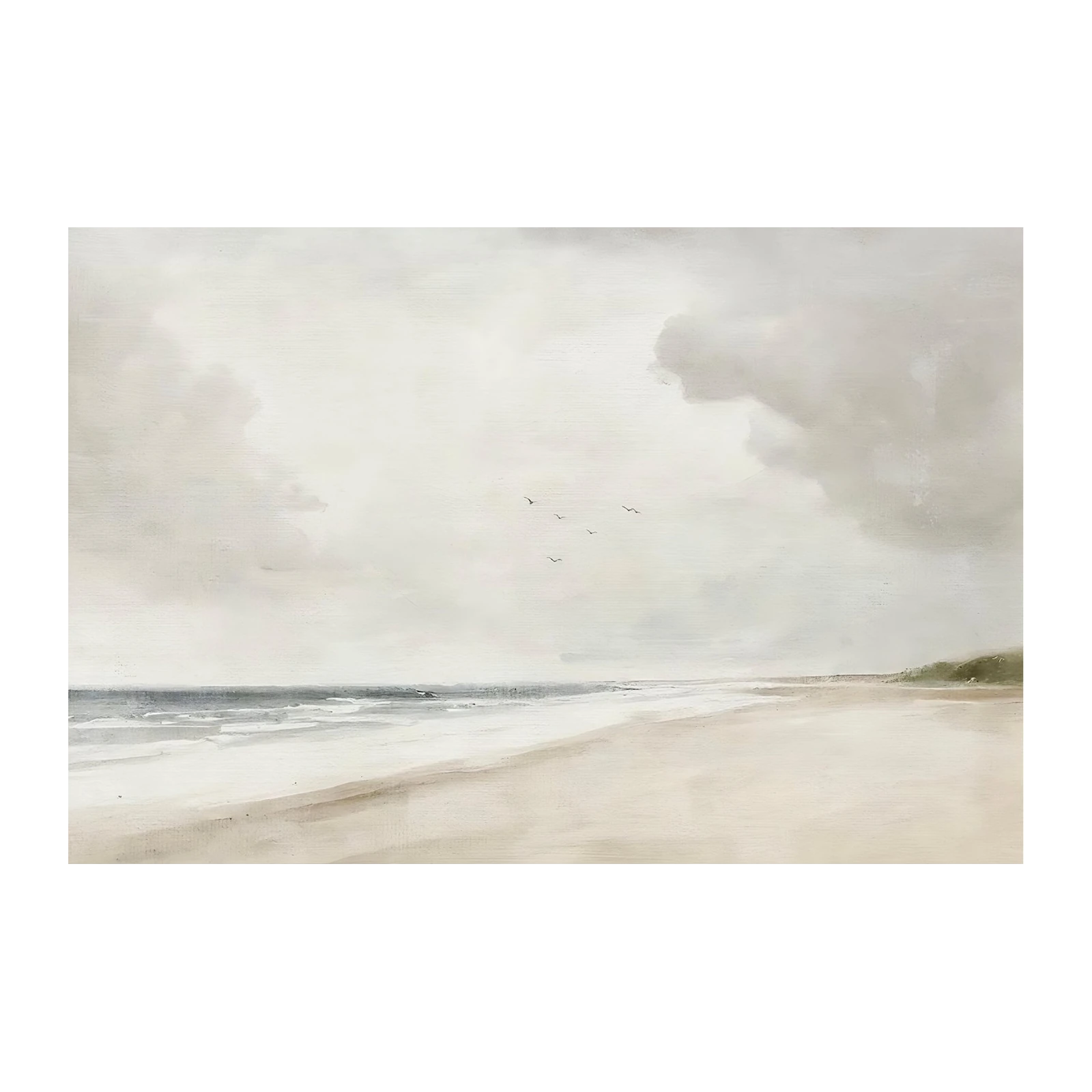 Serene Beach Horizon Birds Wall Art