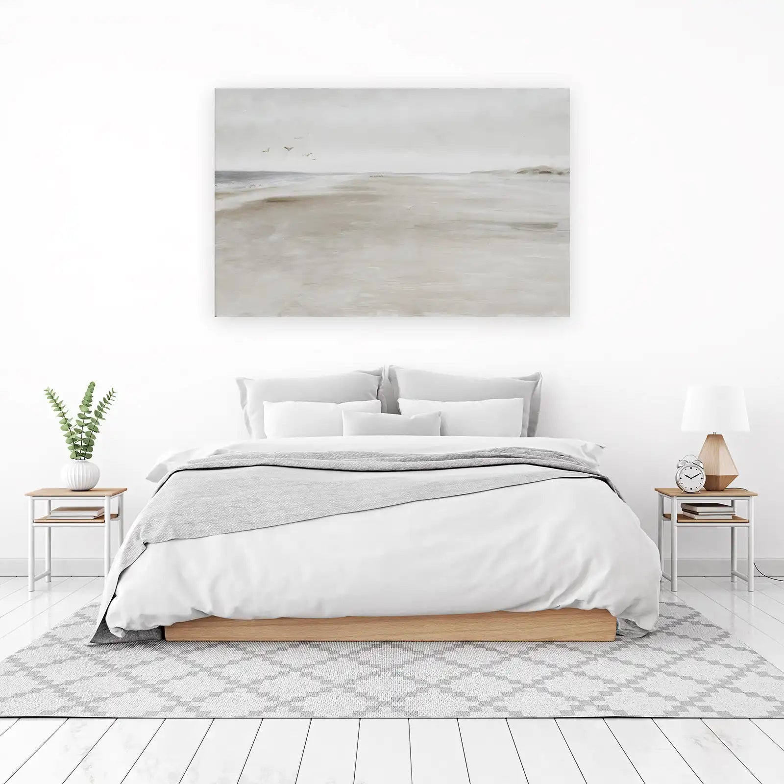 Serene Beach Landscape with Seagulls Wall Art
