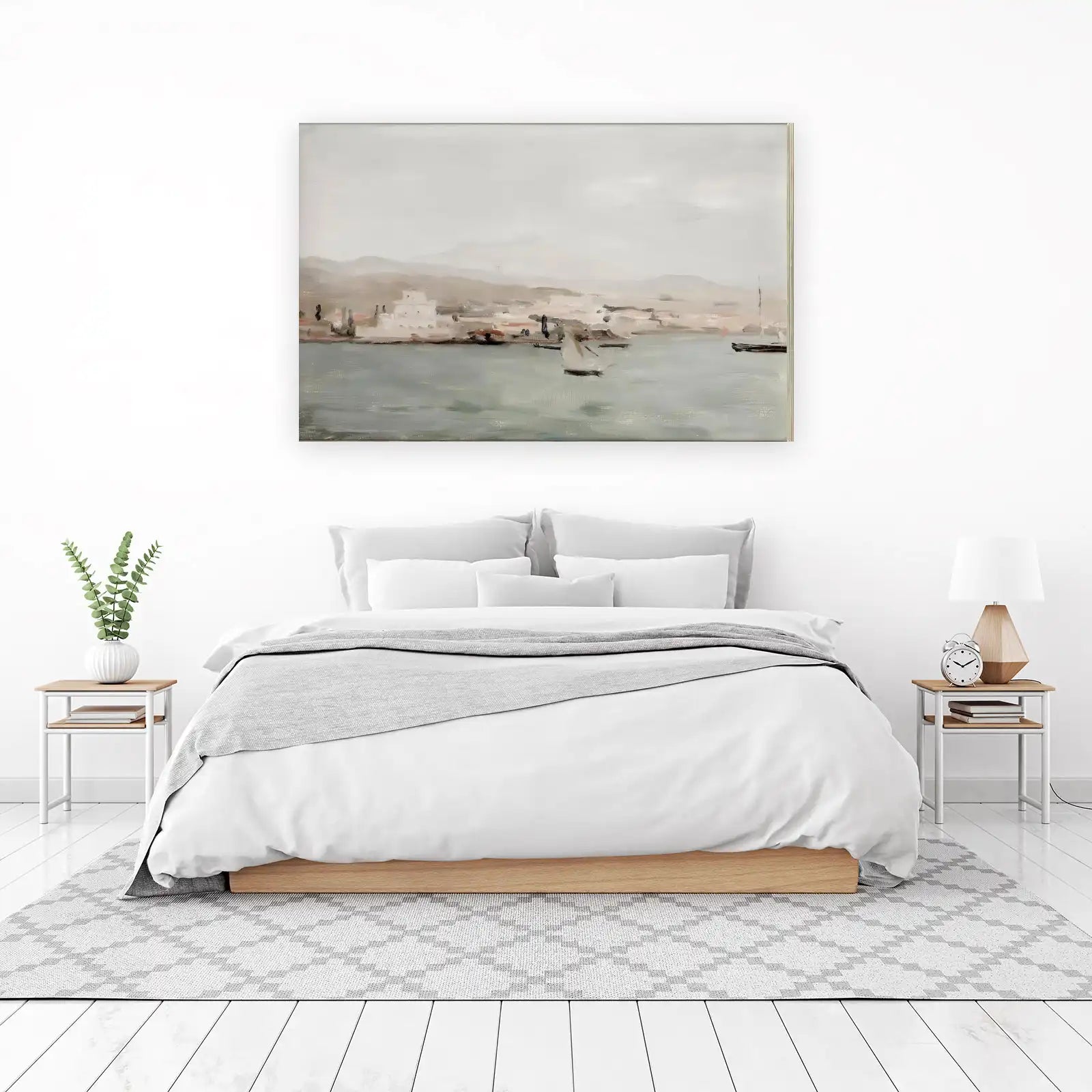 Serene Coastal Sailboat Landscape Wall Art