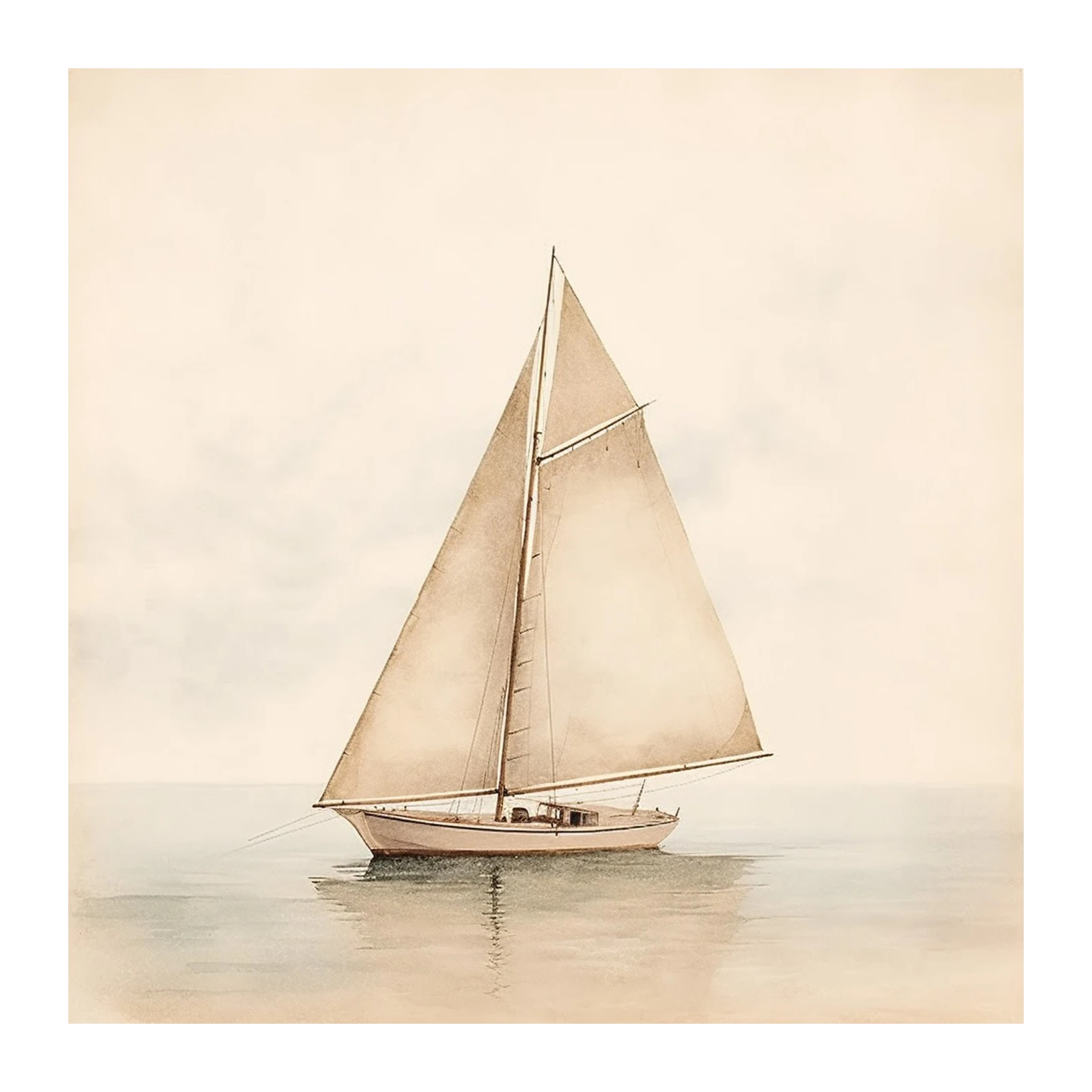 Serene Sailboat Nautical Vintage Wall Art