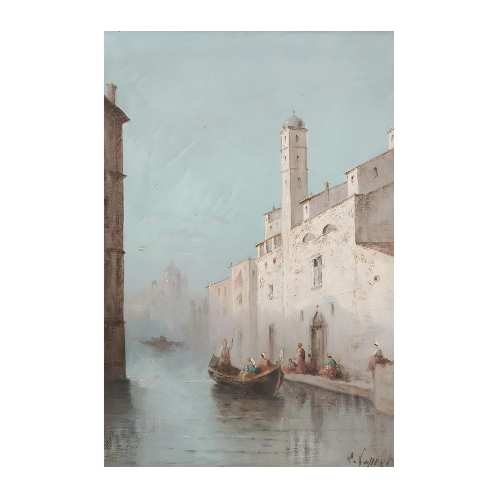 Venetian Canal Scene Gondola Art Wall Art