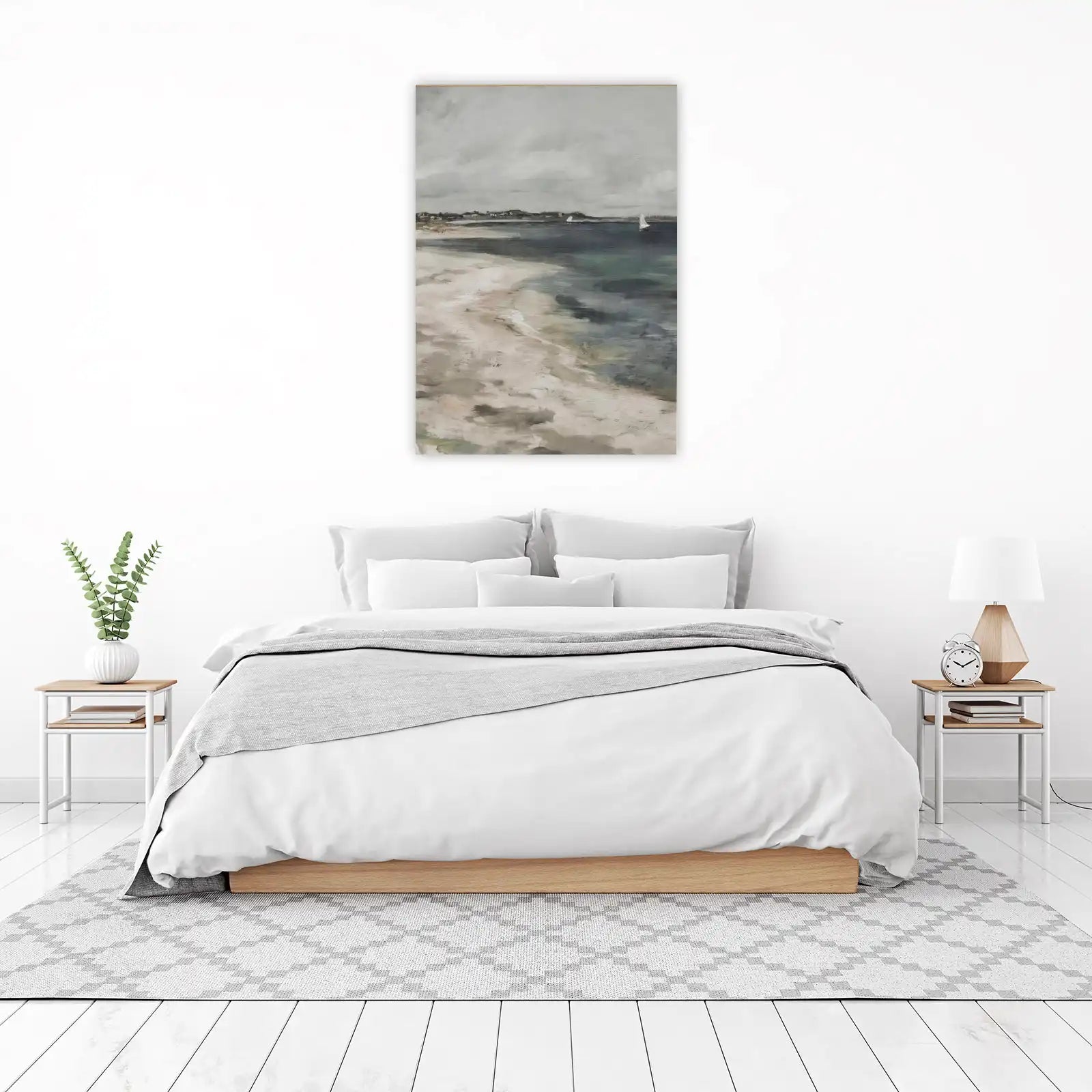 Serene Sailboats Beach Landscape Wall Art