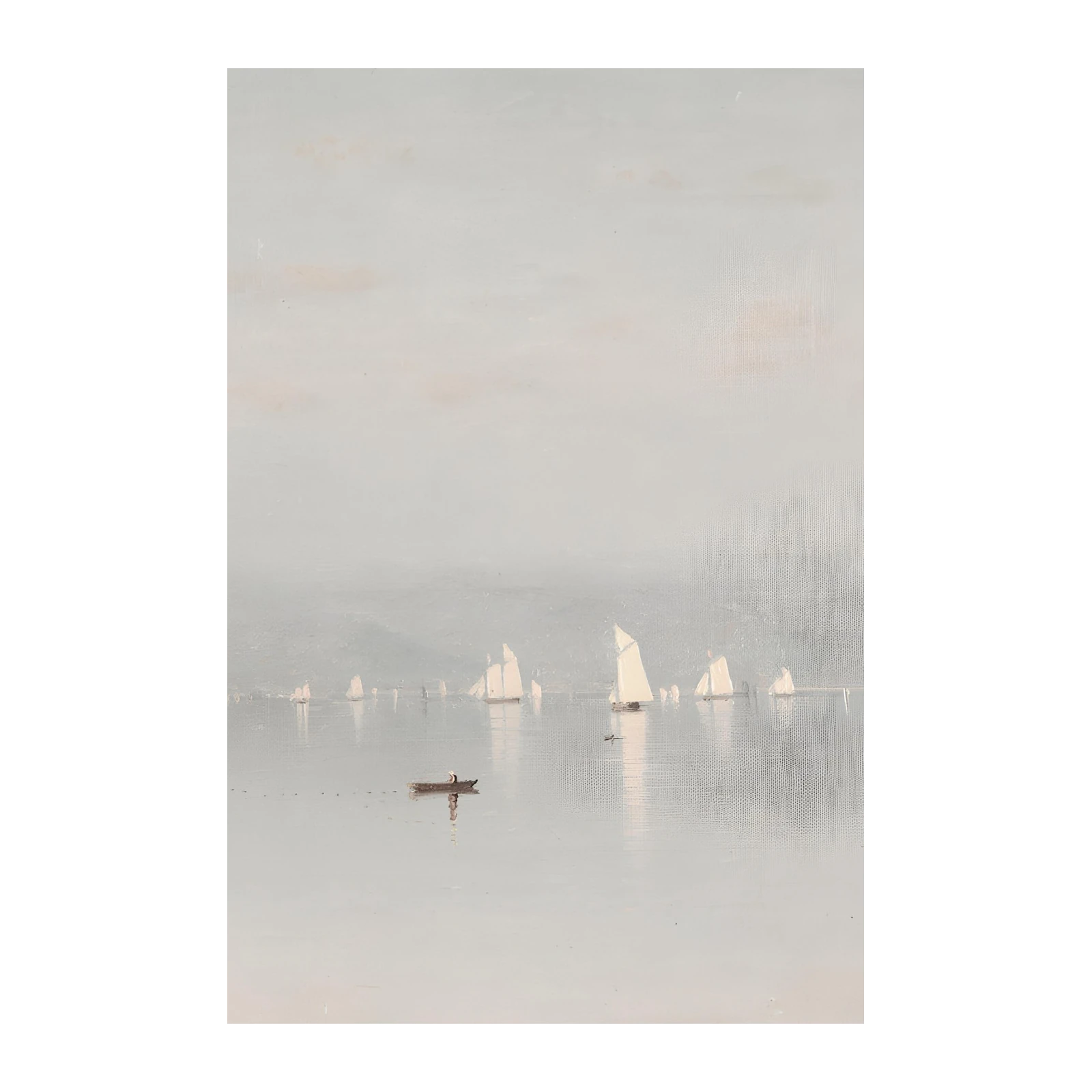 Serene Sailboats on Misty Water Wall Art