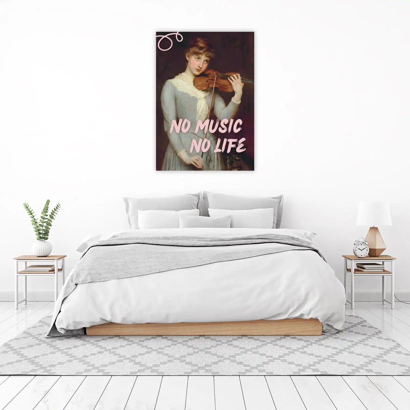 Victorian Violinist "No Music No Life" Wall Art