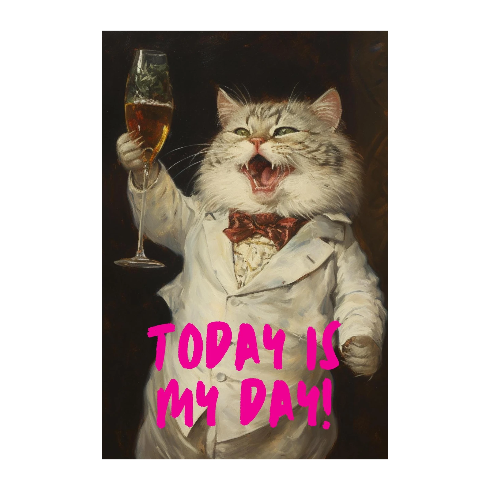 Celebration Cat Toasting Champagne Wall Art
