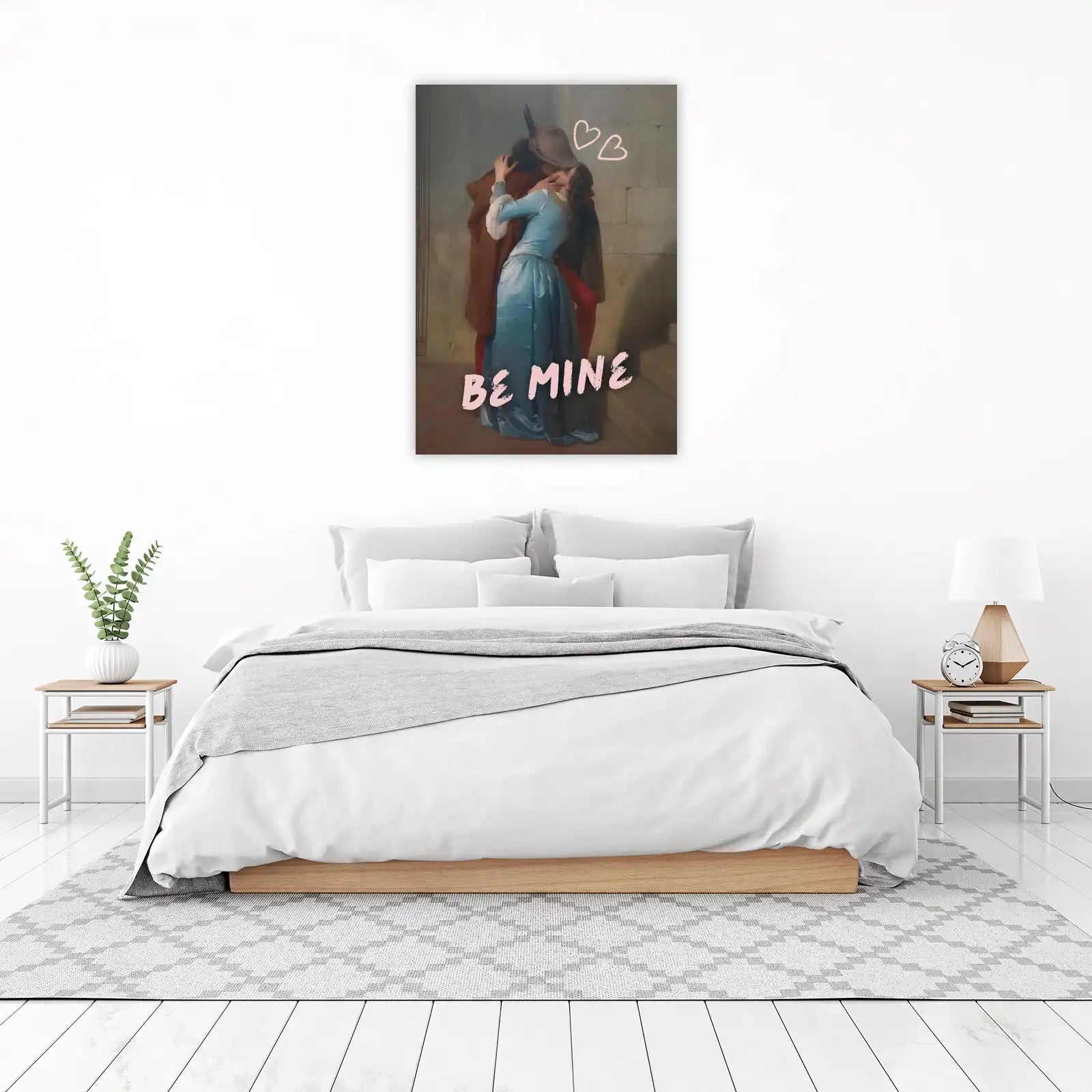 Romantic Kiss Lovers Vintage "Be Mine" Wall Art