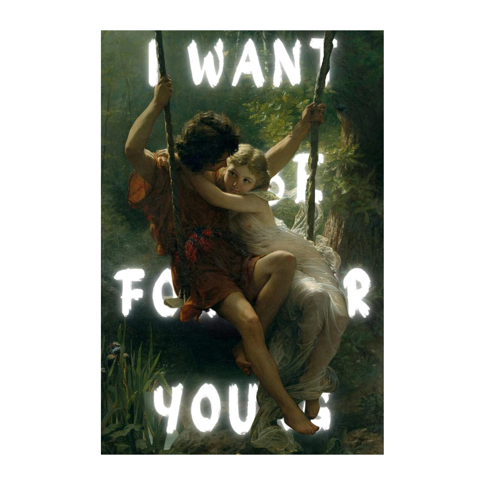 Romantic Embrace "I Want Forever For You" Wall Art