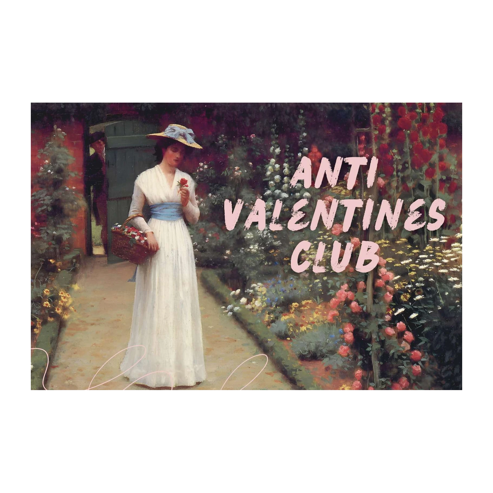 Victorian Garden Lady "Anti Valentines Club" Wall Art
