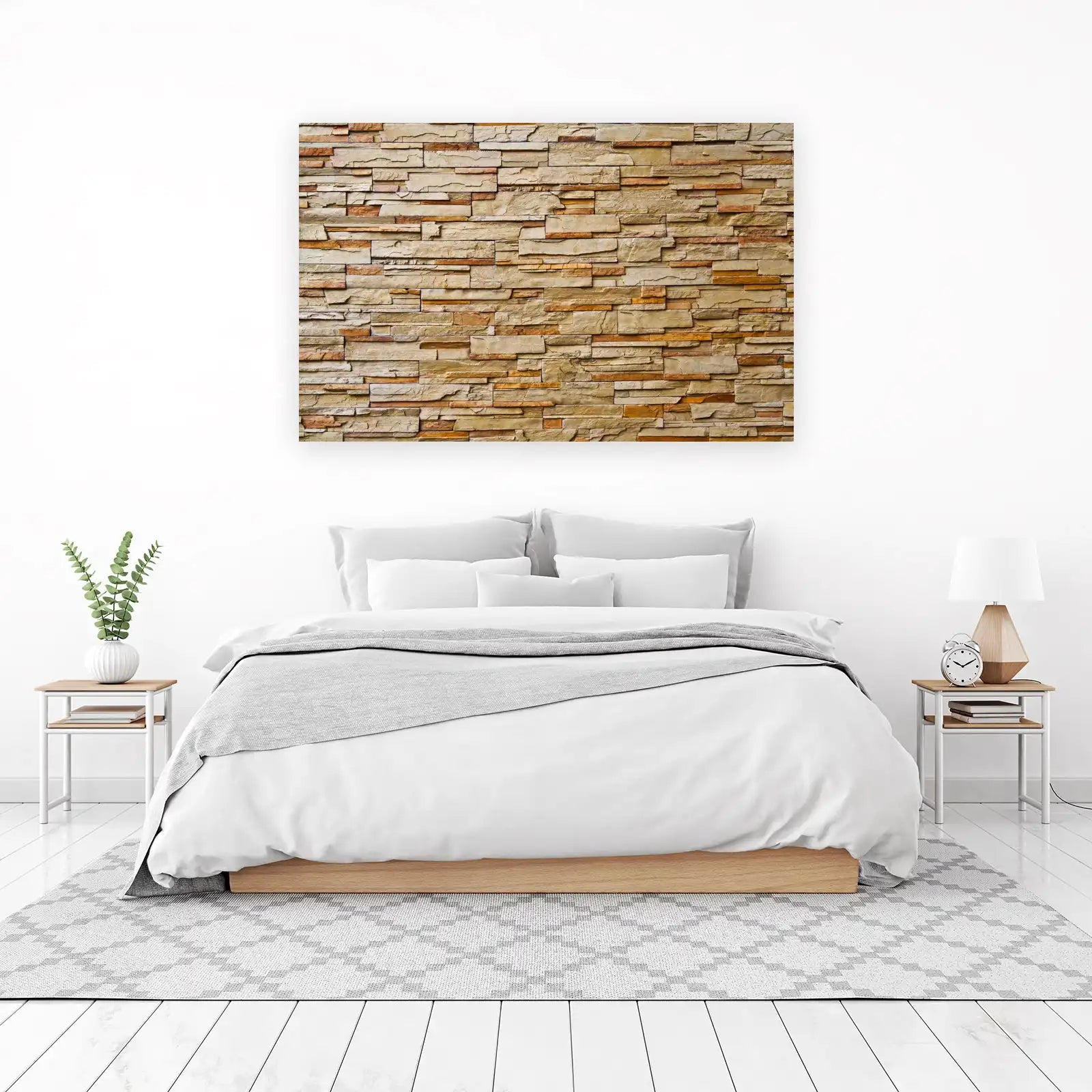 Rustic Stone Wall Texture Wall Art - Natural Home Decor