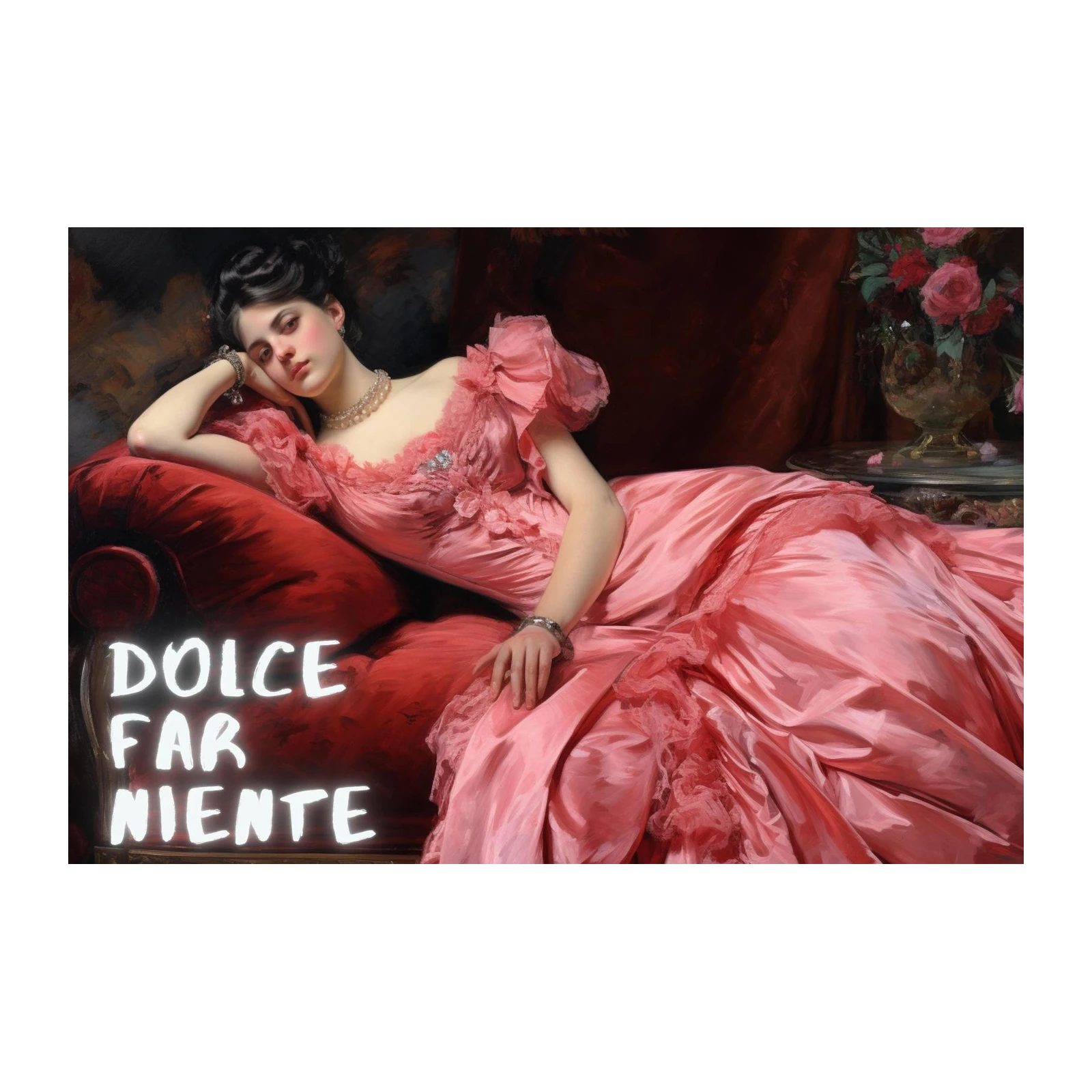 Dolce Far Niente Pink Gown Victorian Wall Art