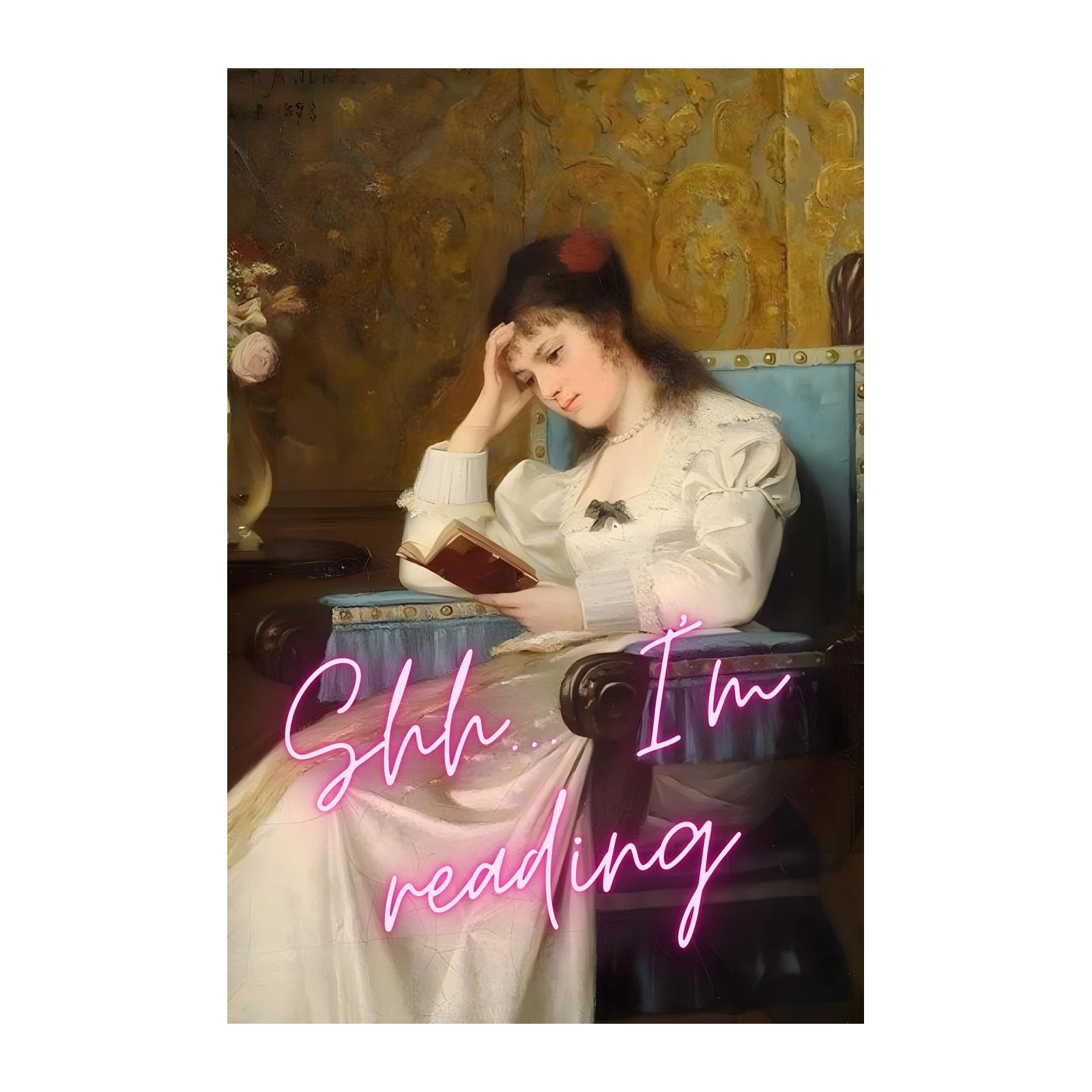 Shh I'm Reading Vintage Woman Wall Art