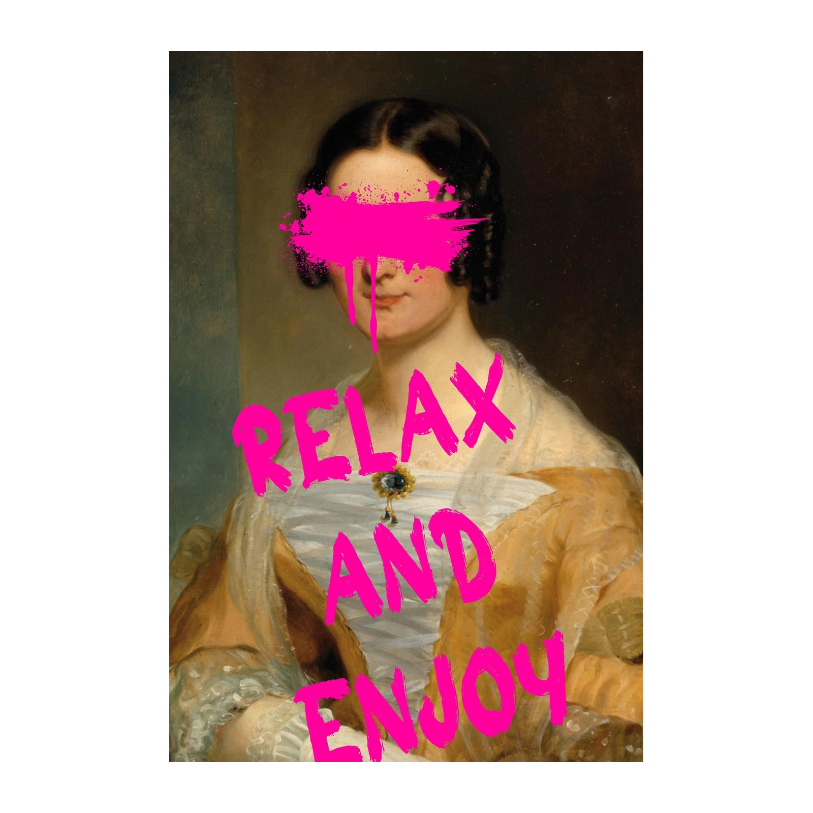 Modern Portrait with Pink Splash Wall Art