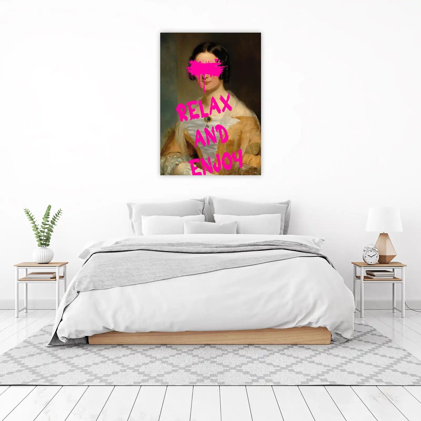 Modern Portrait with Pink Splash Wall Art