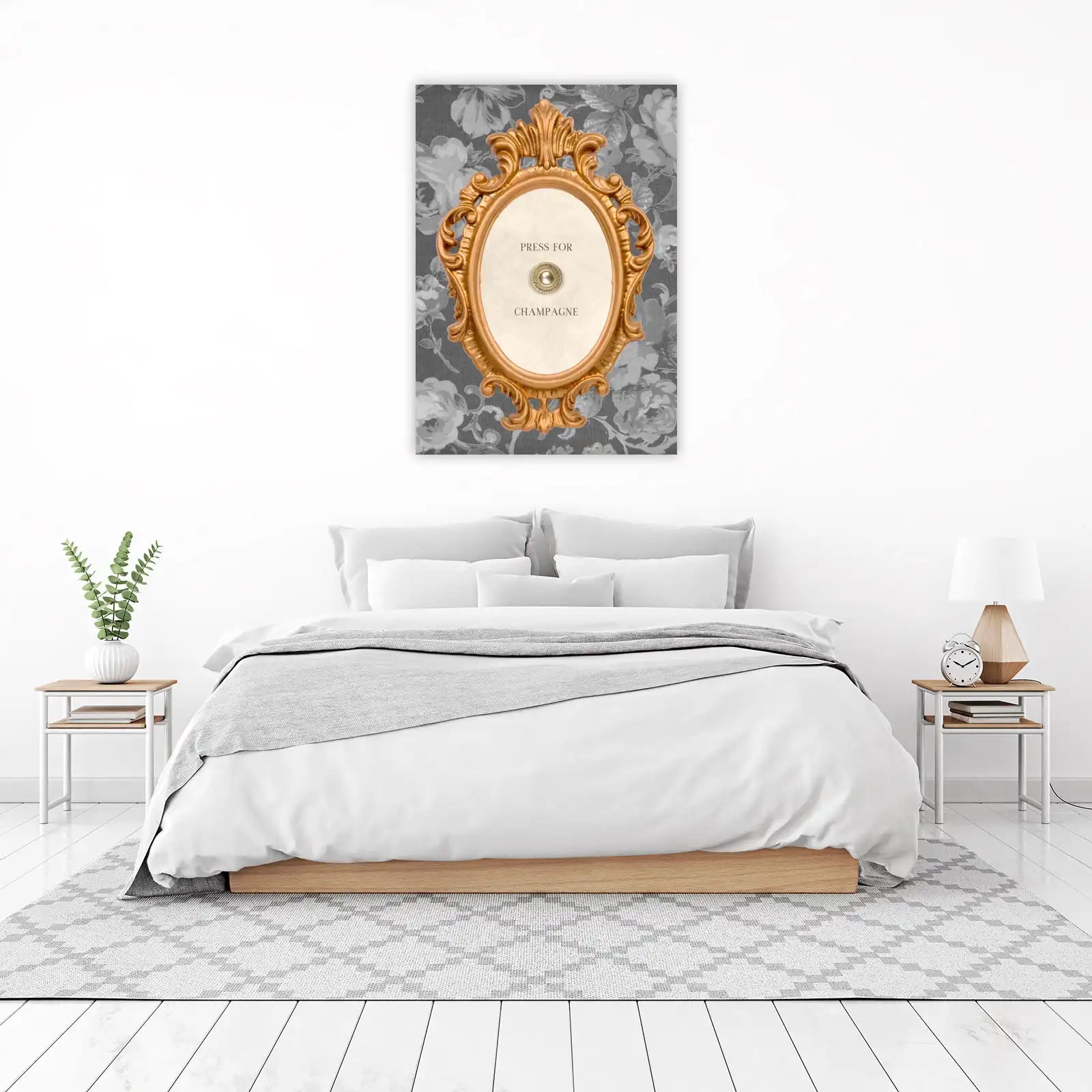 Elegant Gold Ornate Champagne Button Wall Art